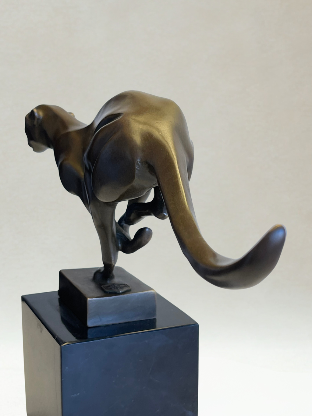 Art Deco Sculpture – Running Panther - Patinated Bronze – 19cm
