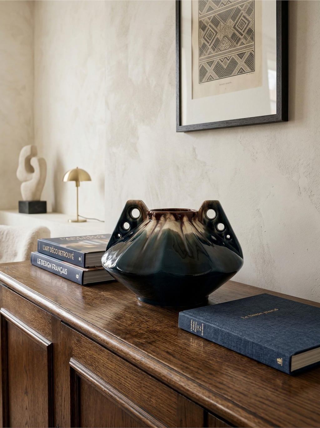 Art Deco enameled ceramic vase attributed to Thulin, Belgium, 1930s