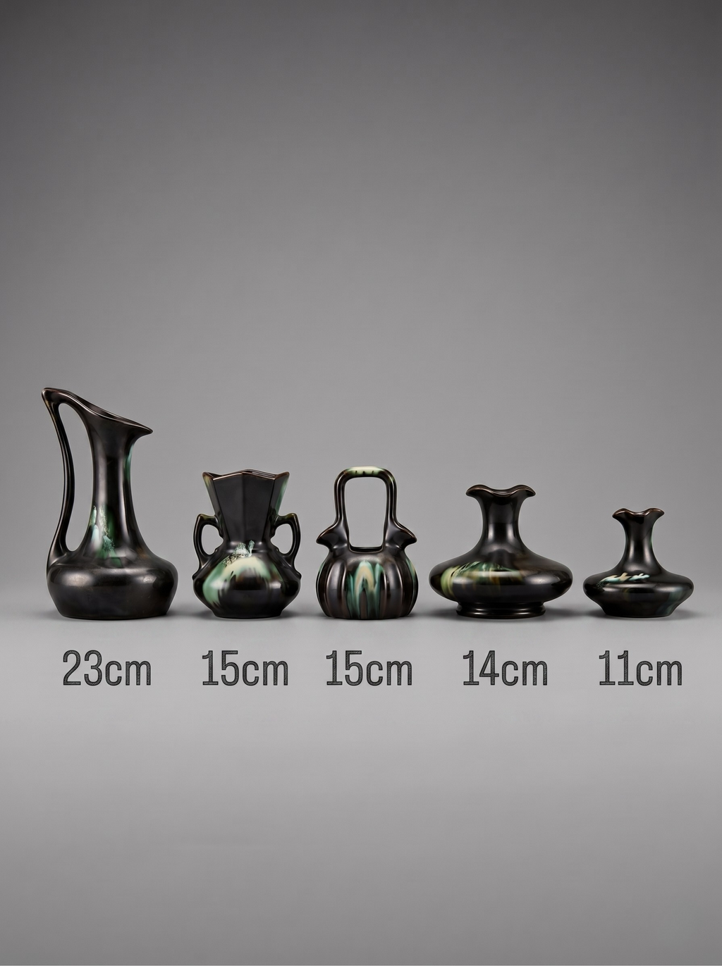 Grande collection de 5 céramiques belges modernistes émaillées – Thulin / AIRAIN – Art Déco – années 1930-50
