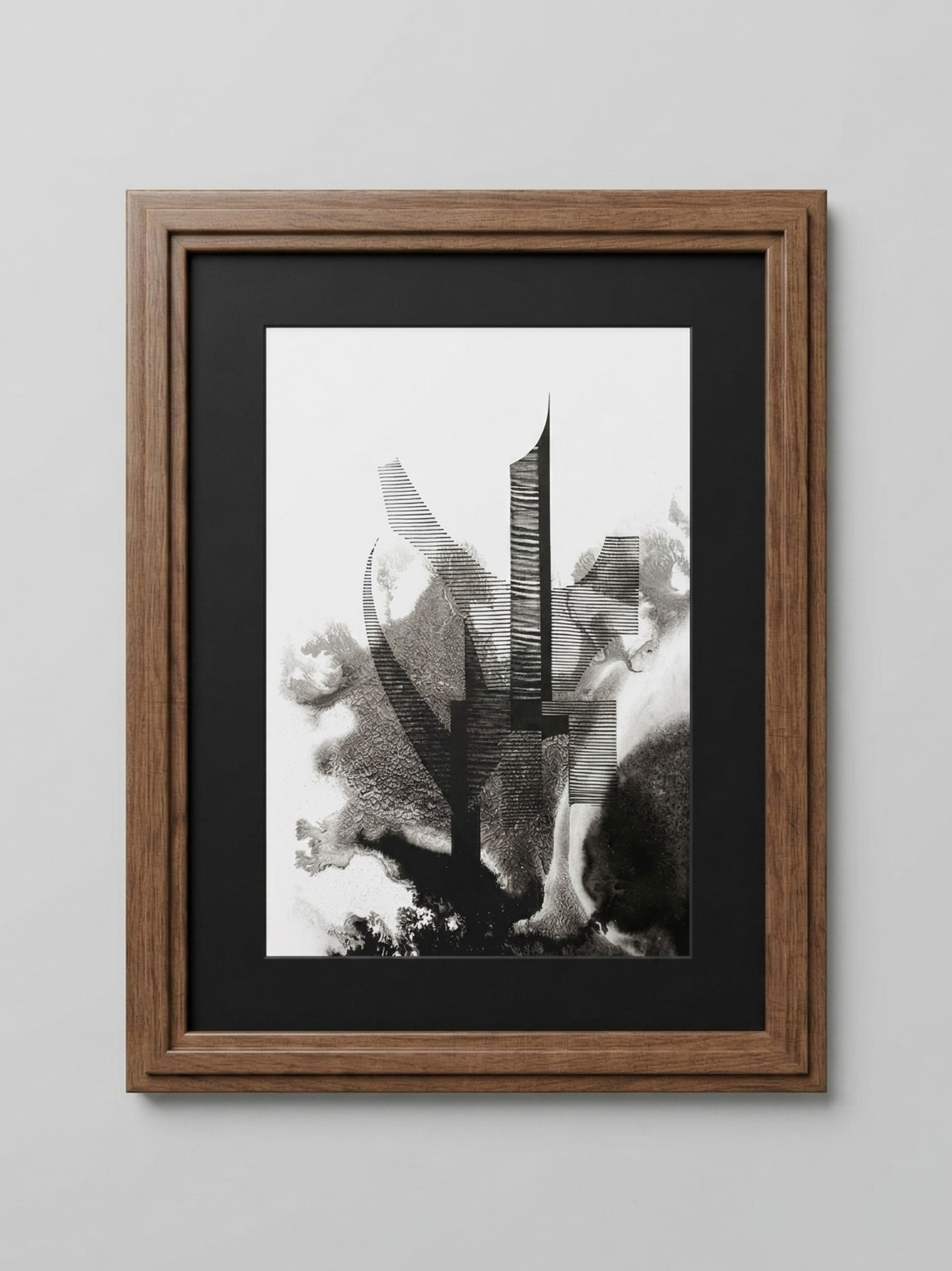 Œuvre originale sur papier signée Eugène Eechaut, réalisée à l’encre en 1973 - Encadrée