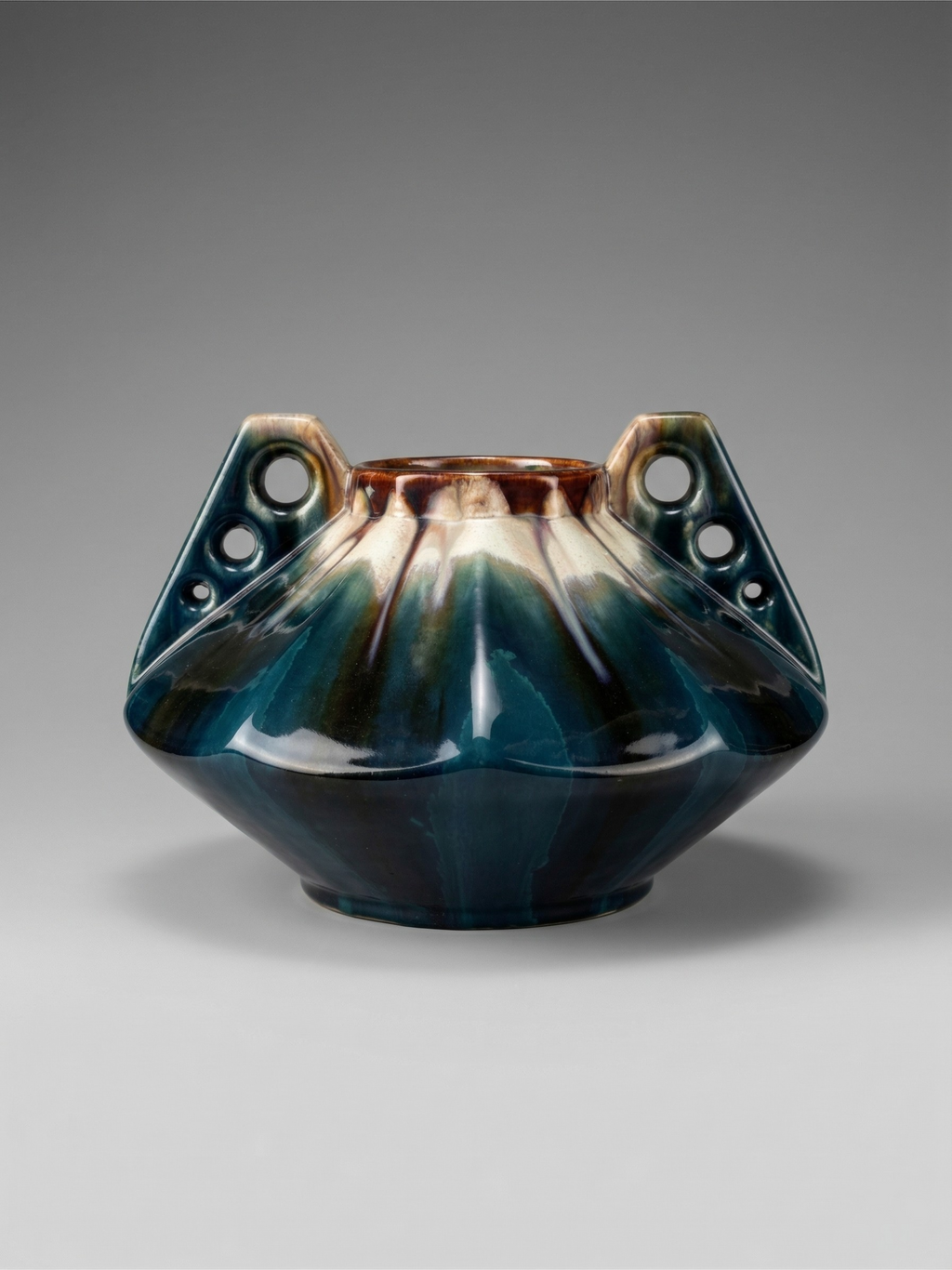 Art Deco enameled ceramic vase attributed to Thulin, Belgium, 1930s