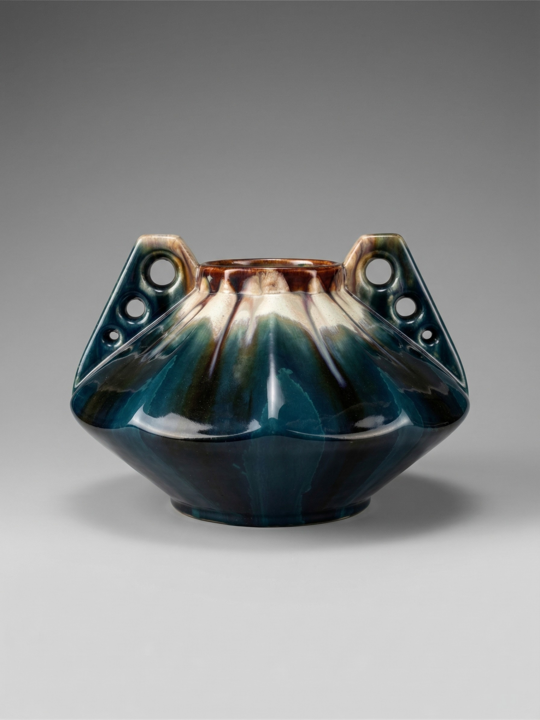 Art-déco-Vase aus glasierter Keramik, zugeschrieben Thulin, Belgien, 1930er Jahre