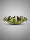 Lime green and black Saint-Clément ceramic bowl / centerpiece – model 8218 – B. Letalle – 1950s