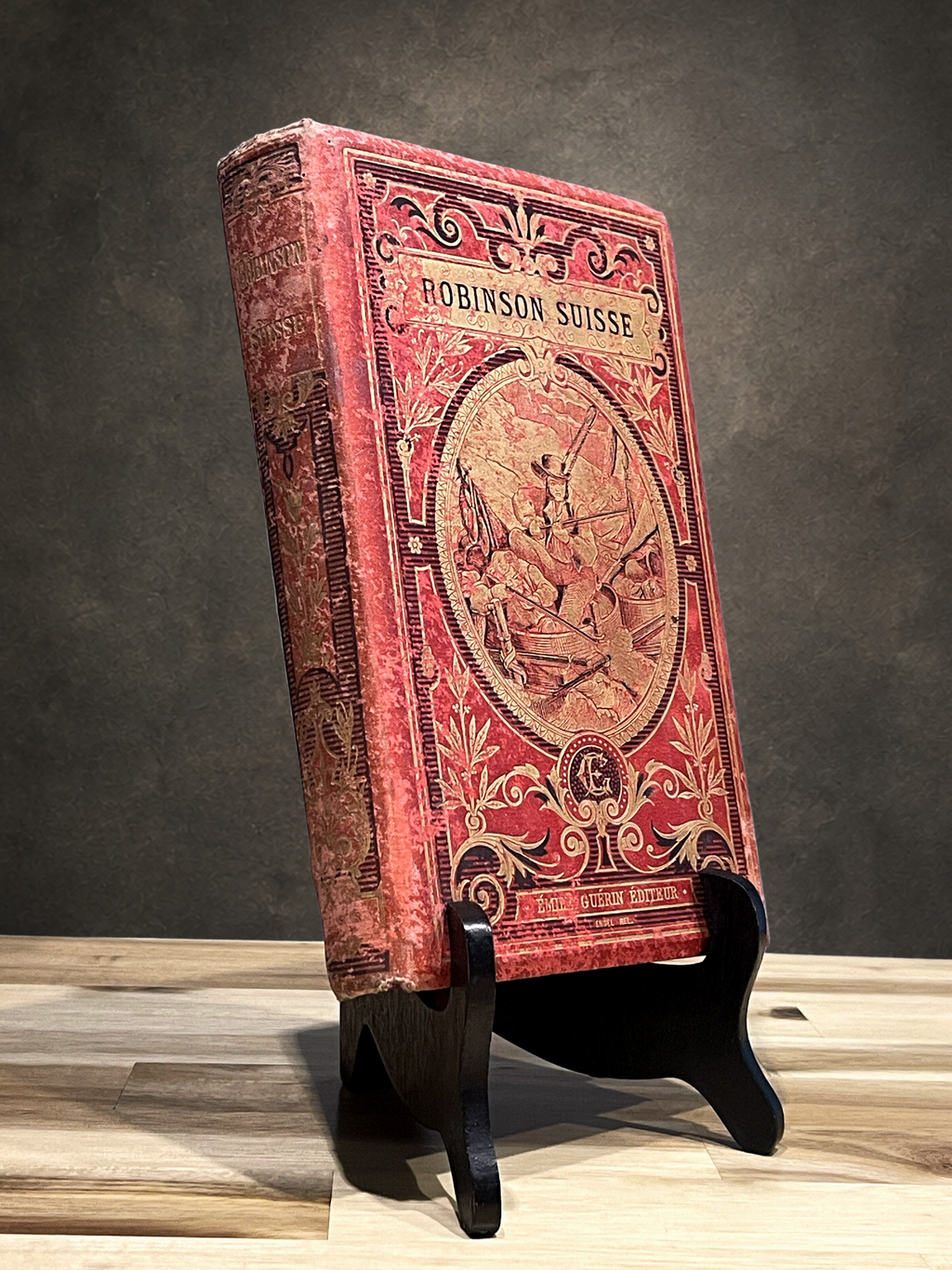 Le Robinson Suisse – Livre ancien illustré XIXe siècle – Cartonnage rouge et or – Émile Guérin Éditeur