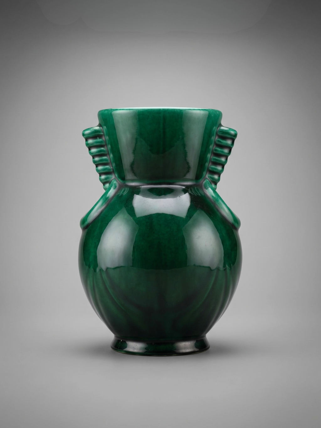 Vase Art Déco Saint-Clément 4159 signé Blanche Letalle – Céramique émaillée vert malachite 18 cm