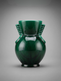 Vase Art Déco Saint-Clément 4159 signé Blanche Letalle – Céramique émaillée vert malachite 18 cm