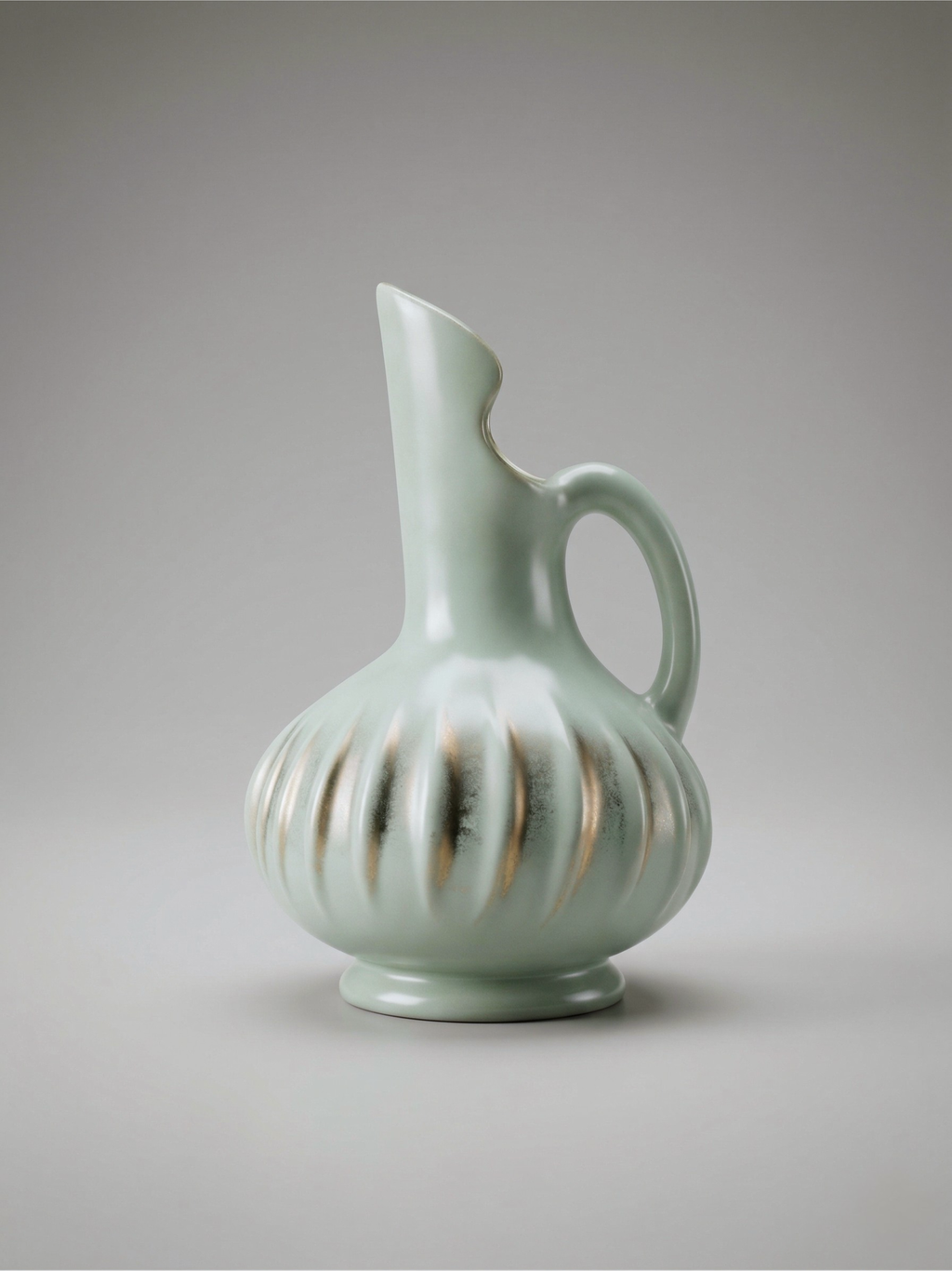 Keramikvase B. Letalle Saint-Clément – Modell 9002 – irisierendes Céladon-Grün – 1950er/60er Jahre – 18 cm