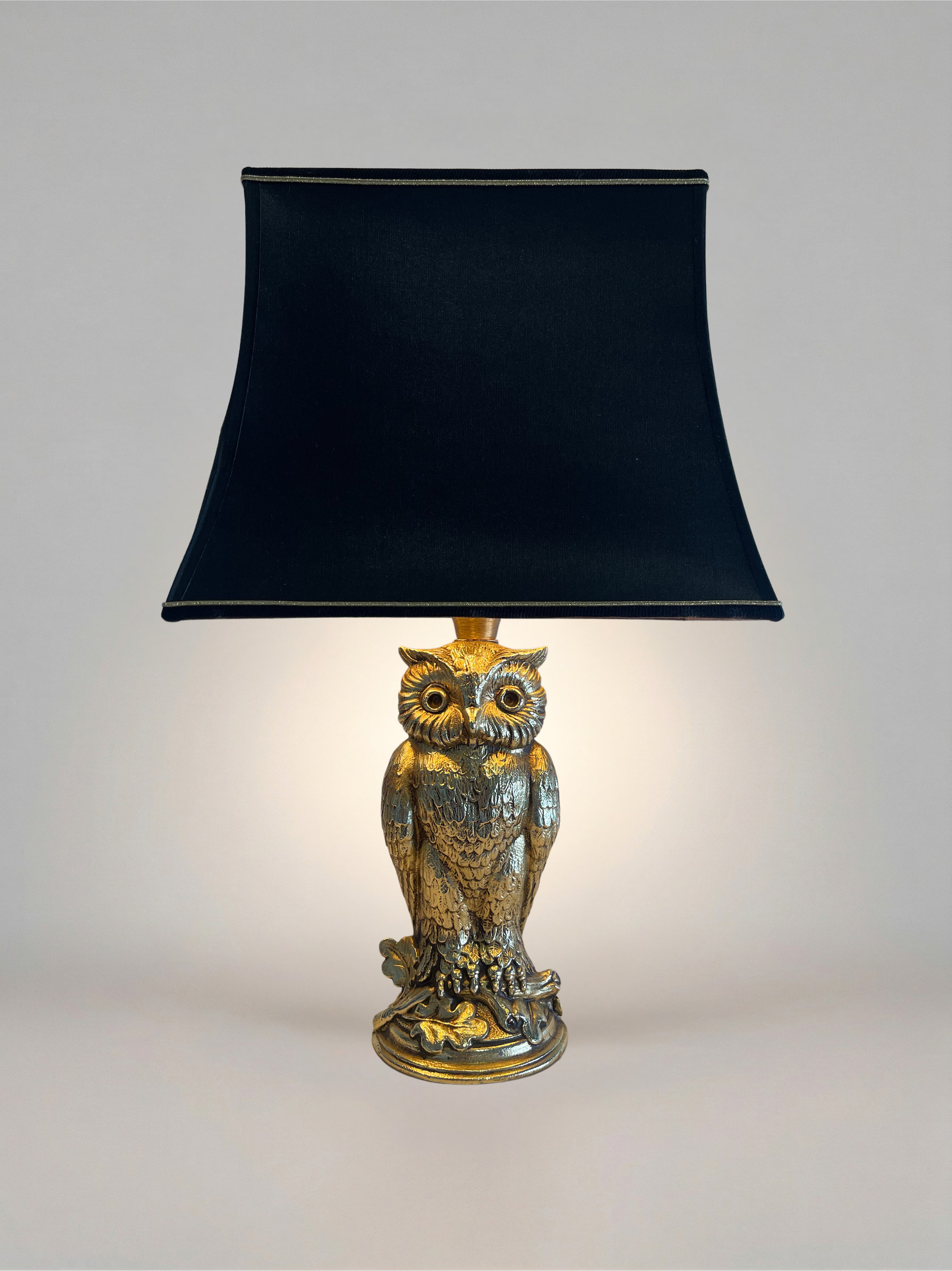 Vintage golden metal owl lamp – Deknudt – Hollywood Regency style - 42cm
