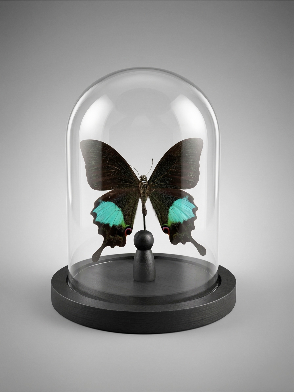 Papilio paris detanii butterfly, taxidermied under dome – exotic specimen – 15 cm