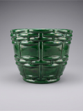 Cache-pot / jardinière Art Déco Saint-Clément signé Blanche Letalle – Céramique émaillée vert malachite