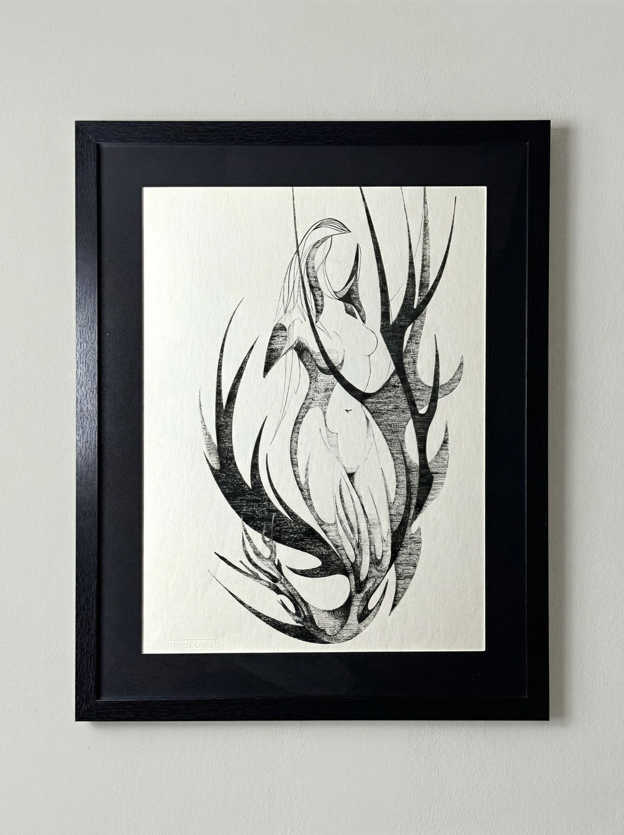 Eugène Eechaut - Dessin original à l’encre – 1969 – Œuvre unique – Encadré