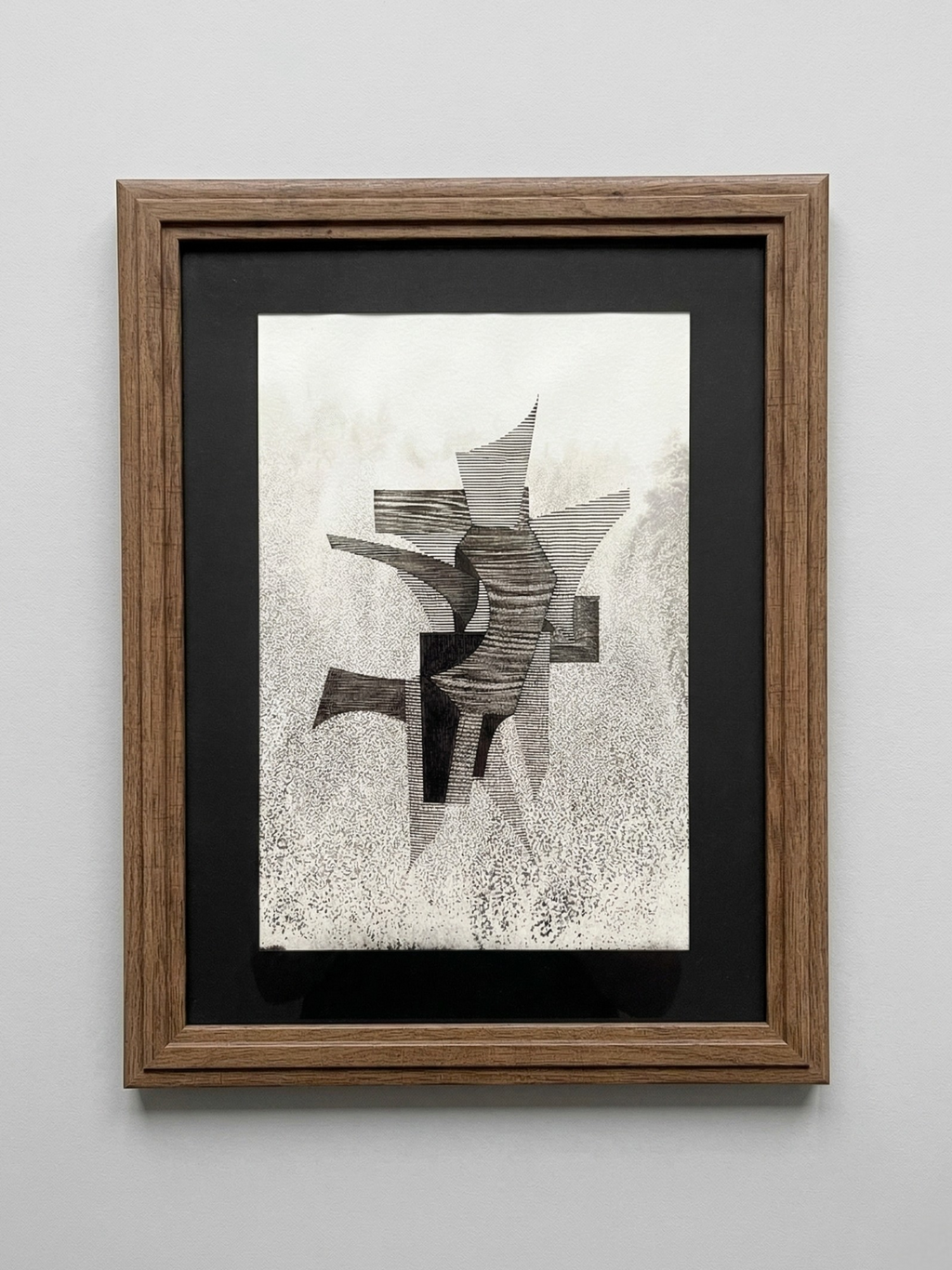 Œuvre originale sur papier encadrée, signée Eugène Eechaut, réalisée à l’encre en 1973