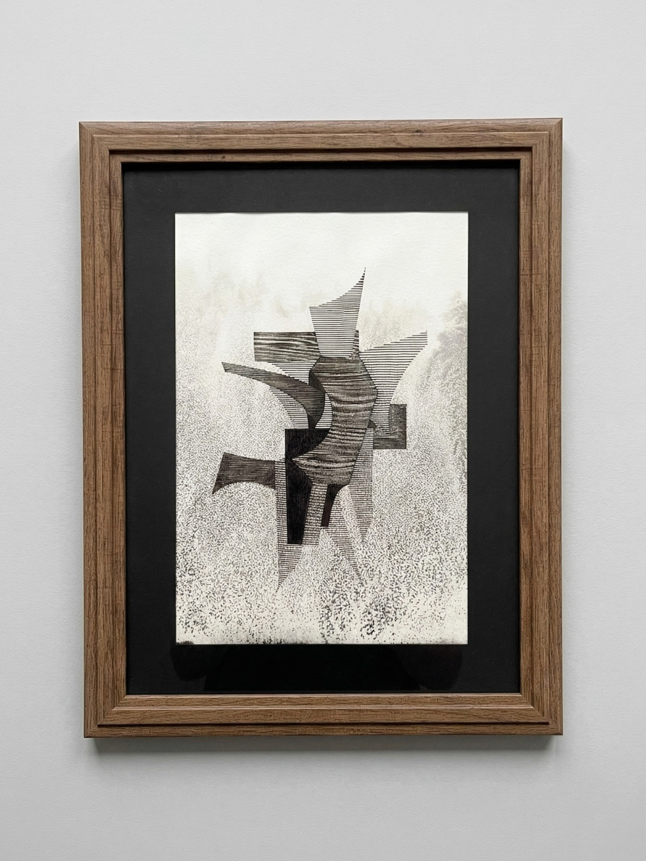 Œuvre originale sur papier encadrée, signée Eugène Eechaut, réalisée à l’encre en 1973