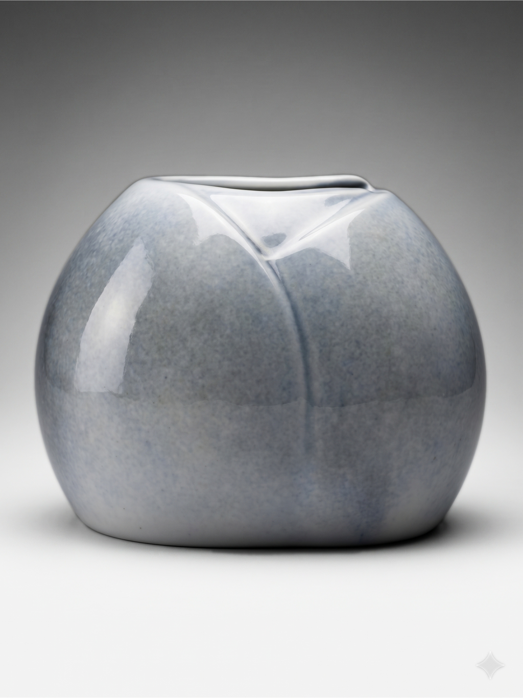 Virebent-Vase aus Porzellan, blauer Farbverlauf mit Landschafts- und Vogeldekor