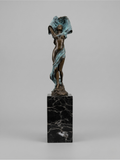 Art Deco polychrome bronze sculpture – Woman with drapery – Signed MILO - 36cm
