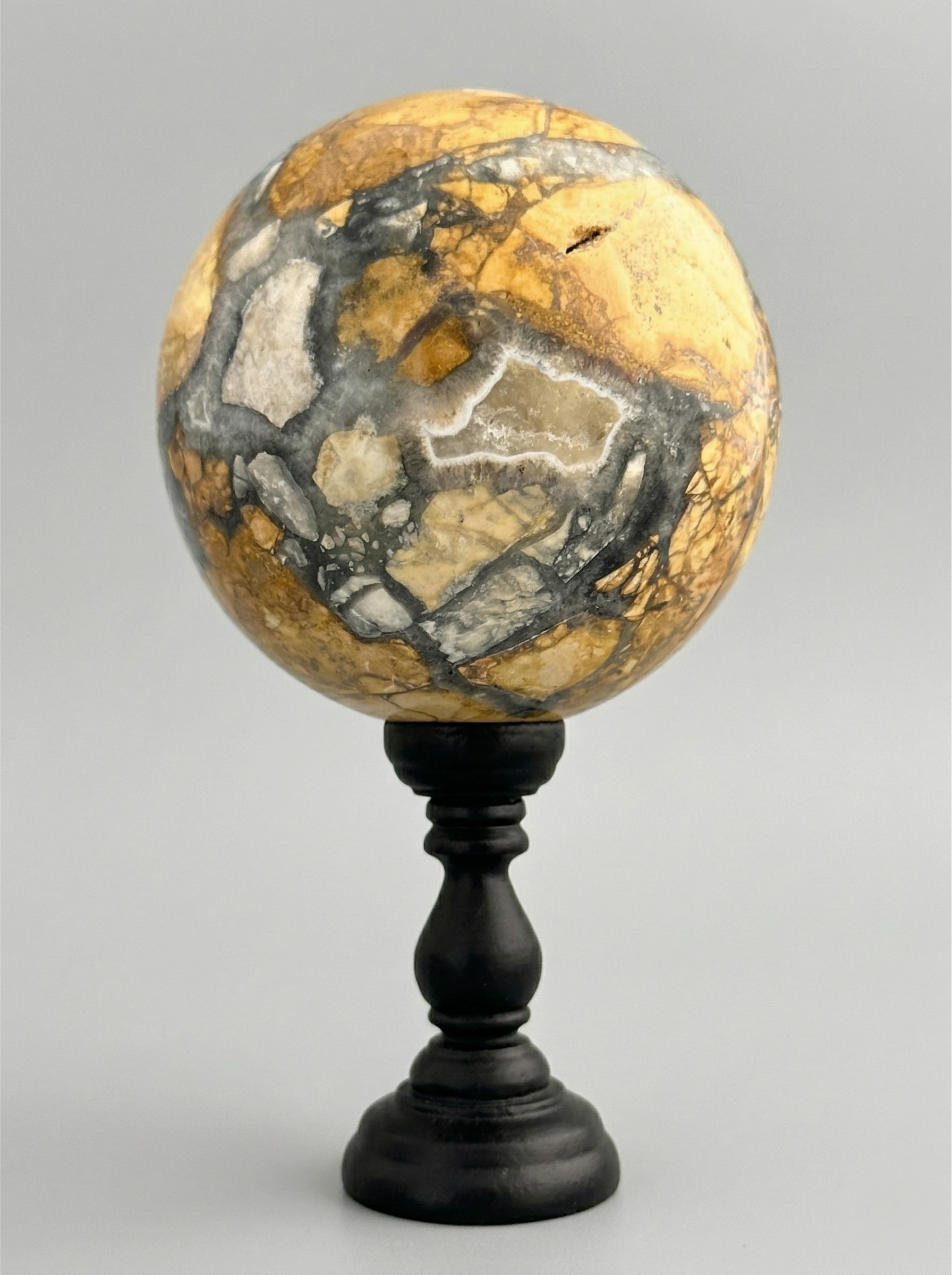 Pair of Maligano Jasper Spheres — Mineral Sculpture on Stands
