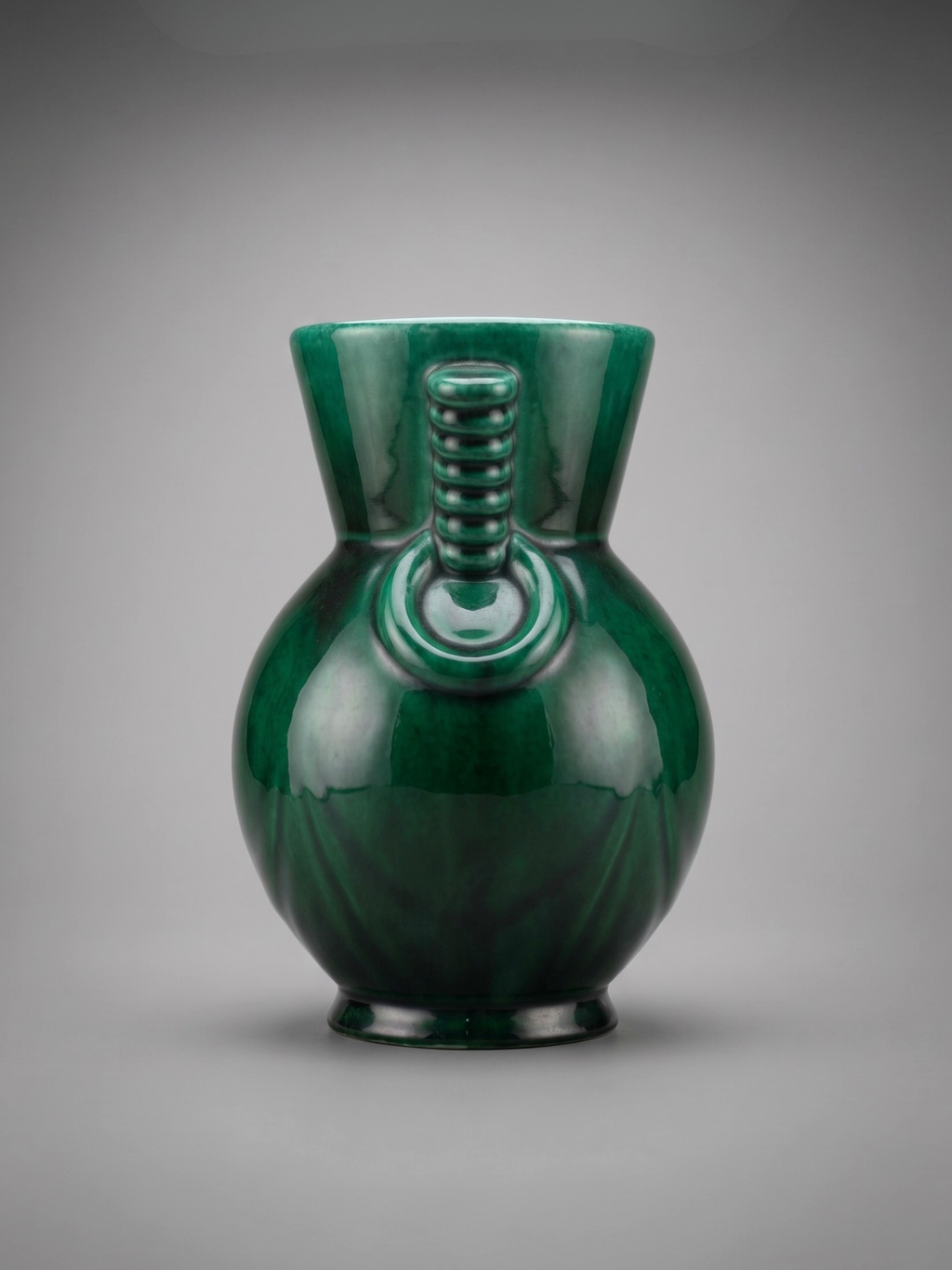 Vase Art Déco Saint-Clément 4159 signé Blanche Letalle – Céramique émaillée vert malachite 18 cm