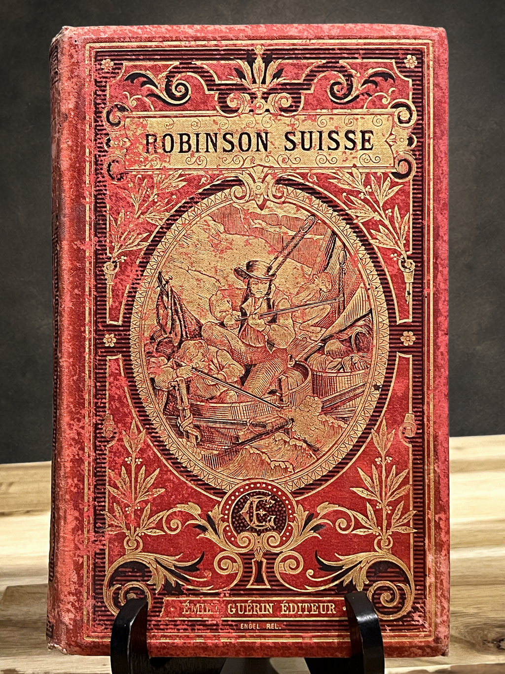 Le Robinson Suisse – Livre ancien illustré XIXe siècle – Cartonnage rouge et or – Émile Guérin Éditeur