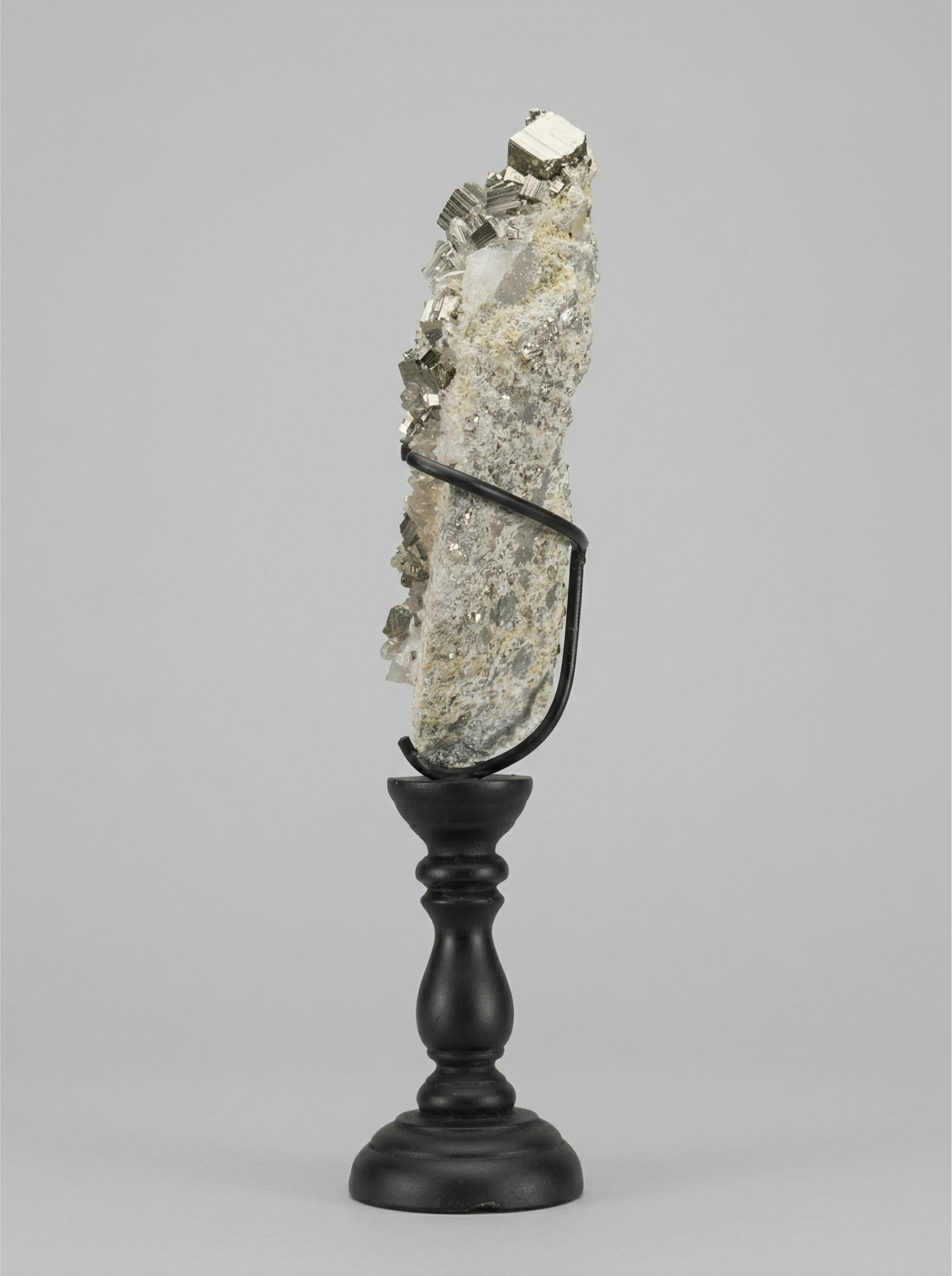 Pyrite & Crystalline Quartz Duo — Mineral Sculpture on Bases