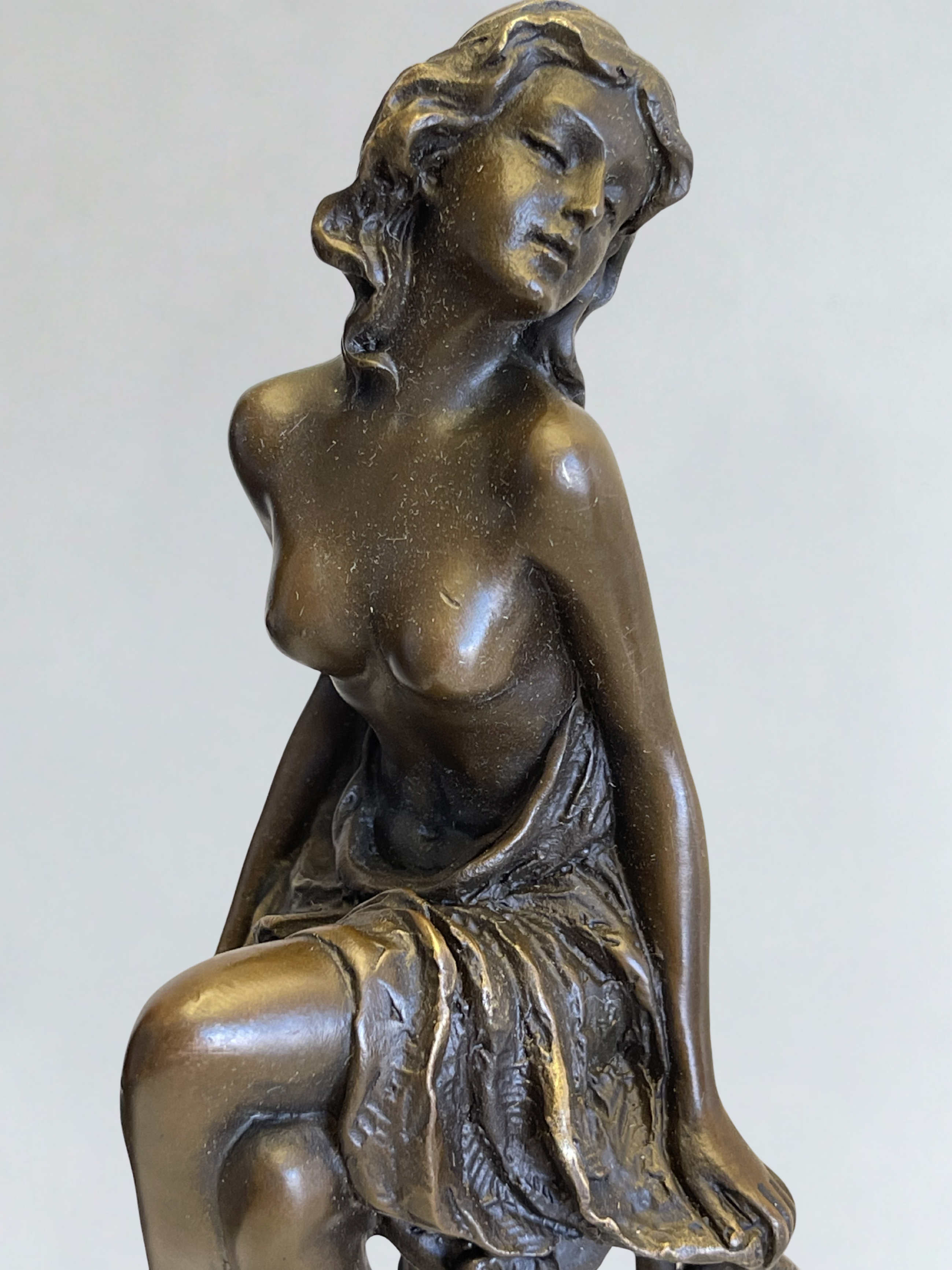 Superb set of 3 signed Collinet bronze sculptures – Art Deco style – 28 cm