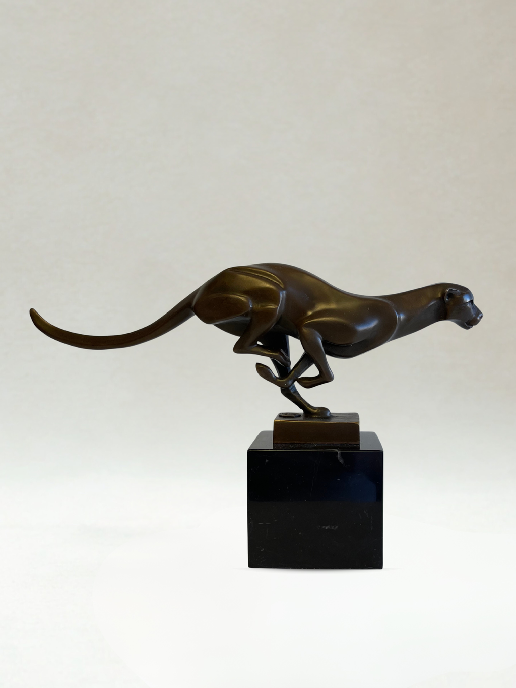 Art Deco Sculpture – Running Panther - Patinated Bronze – 19cm