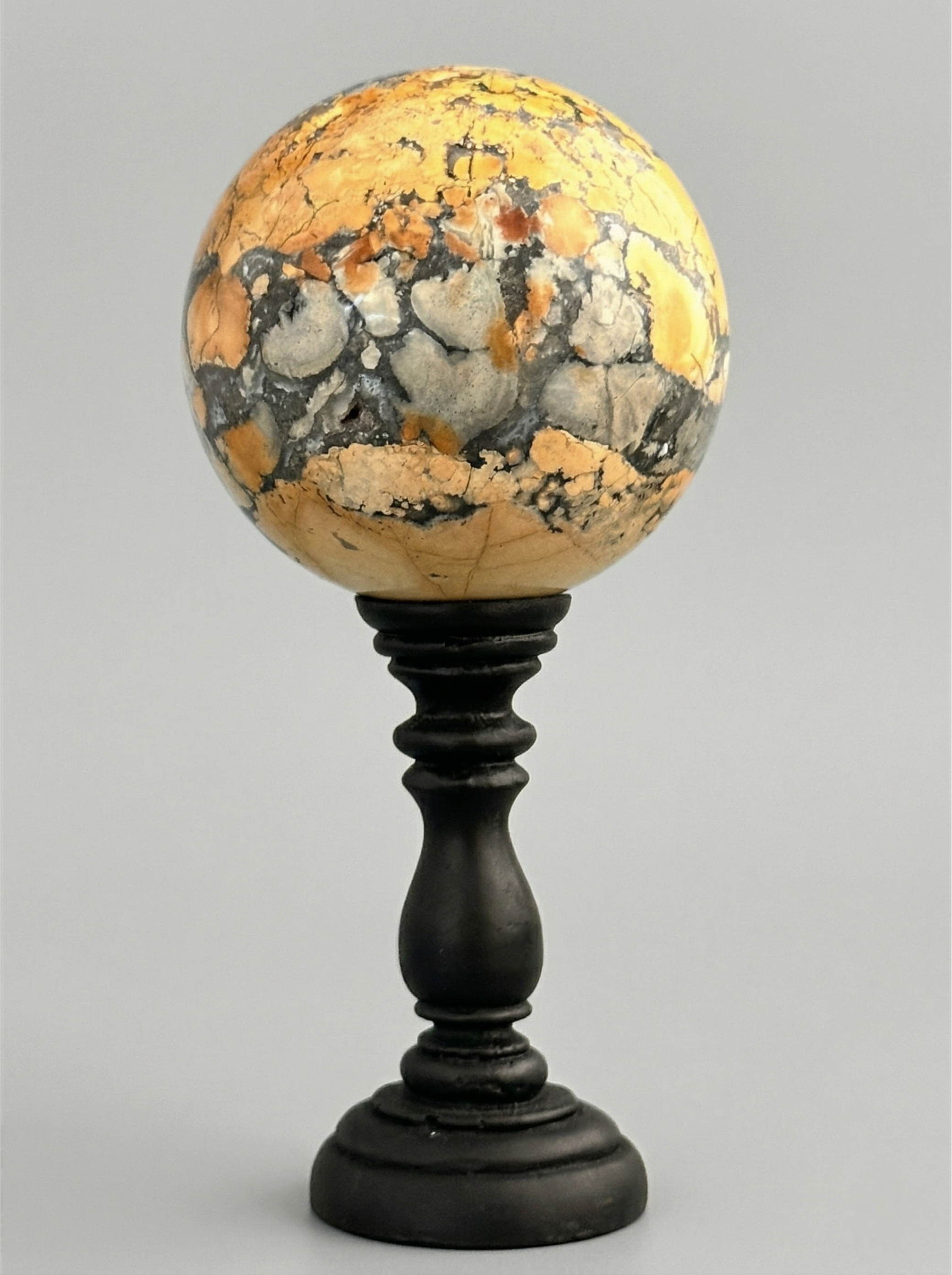 Pair of Maligano Jasper Spheres — Mineral Sculpture on Stands