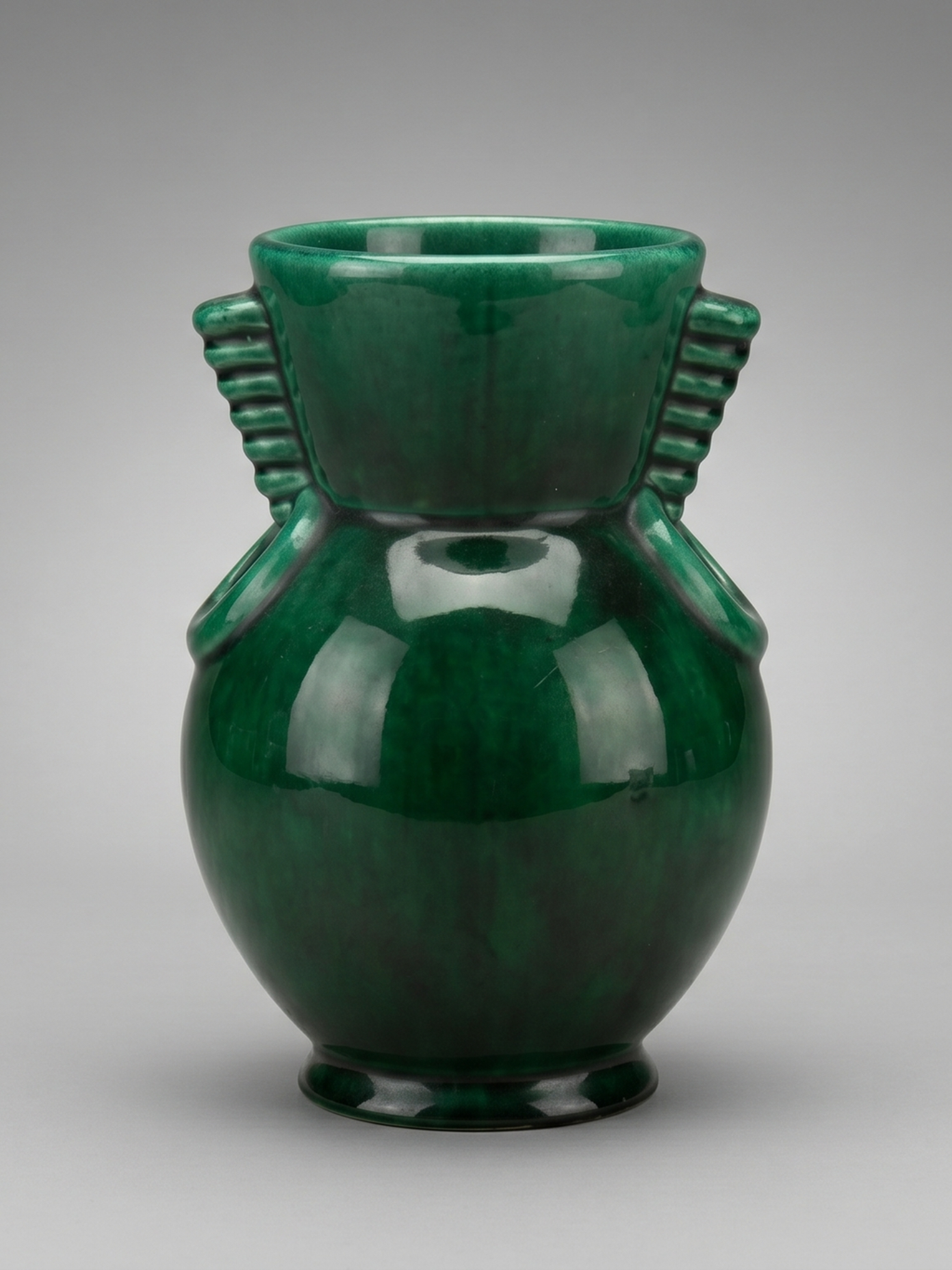 Vase Art Déco Saint-Clément 4159 signé Blanche Letalle – Céramique émaillée vert malachite 18 cm