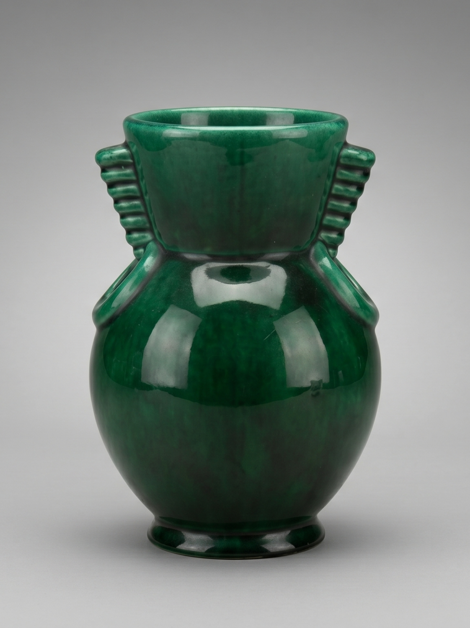 Vase Art Déco Saint-Clément 4159 signé Blanche Letalle – Céramique émaillée vert malachite 18 cm