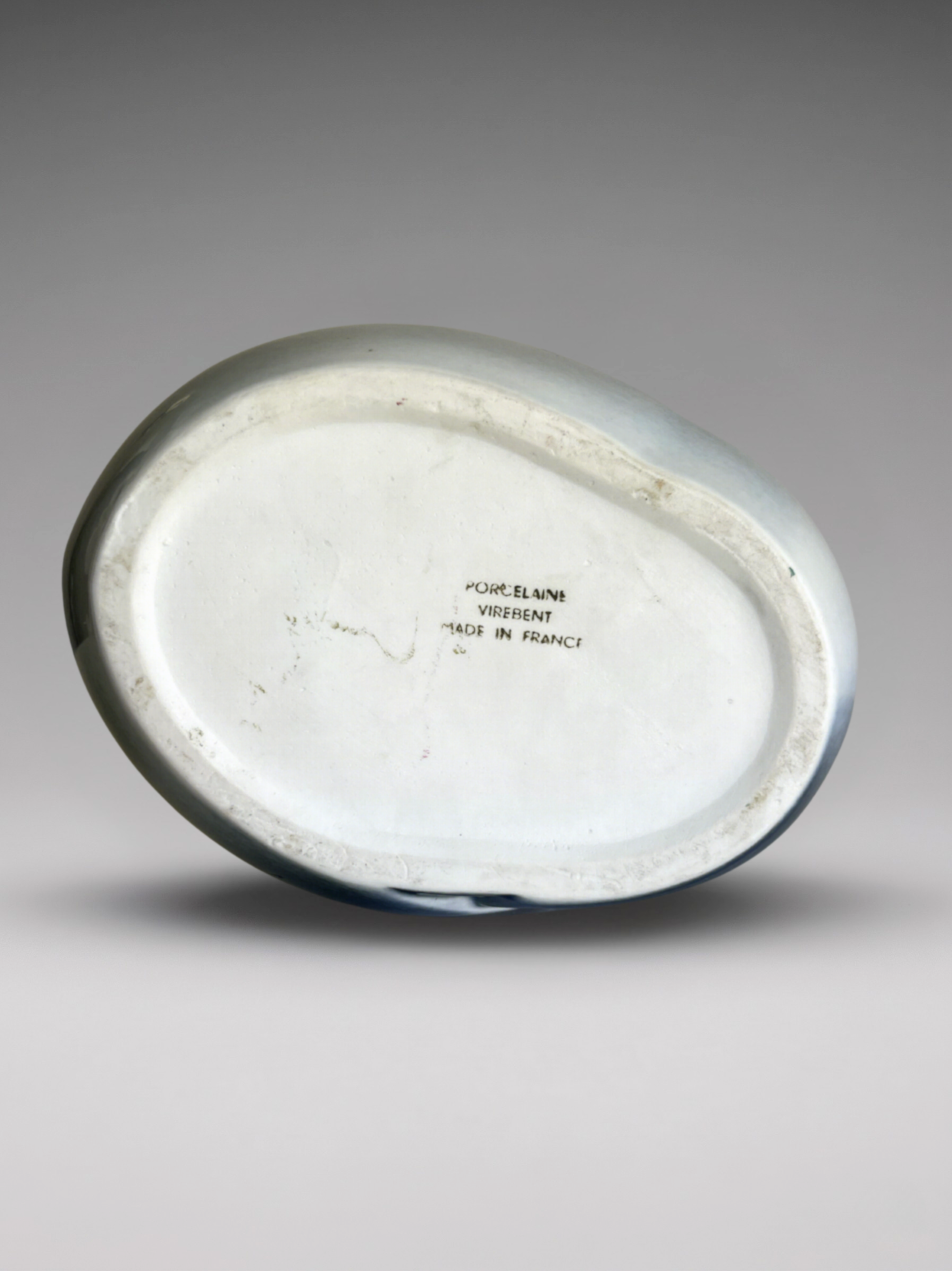 Virebent-Vase aus Porzellan, blauer Farbverlauf mit Landschafts- und Vogeldekor
