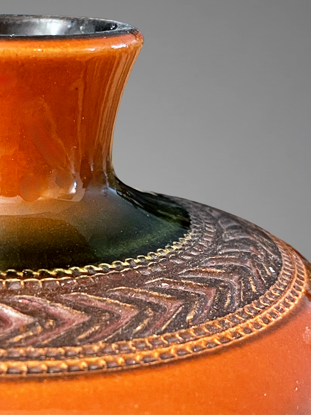 Vase Dümler & Breiden 174/15 West Germany en céramique émaillée – Années 1960-70 – Dégradé brun et vert