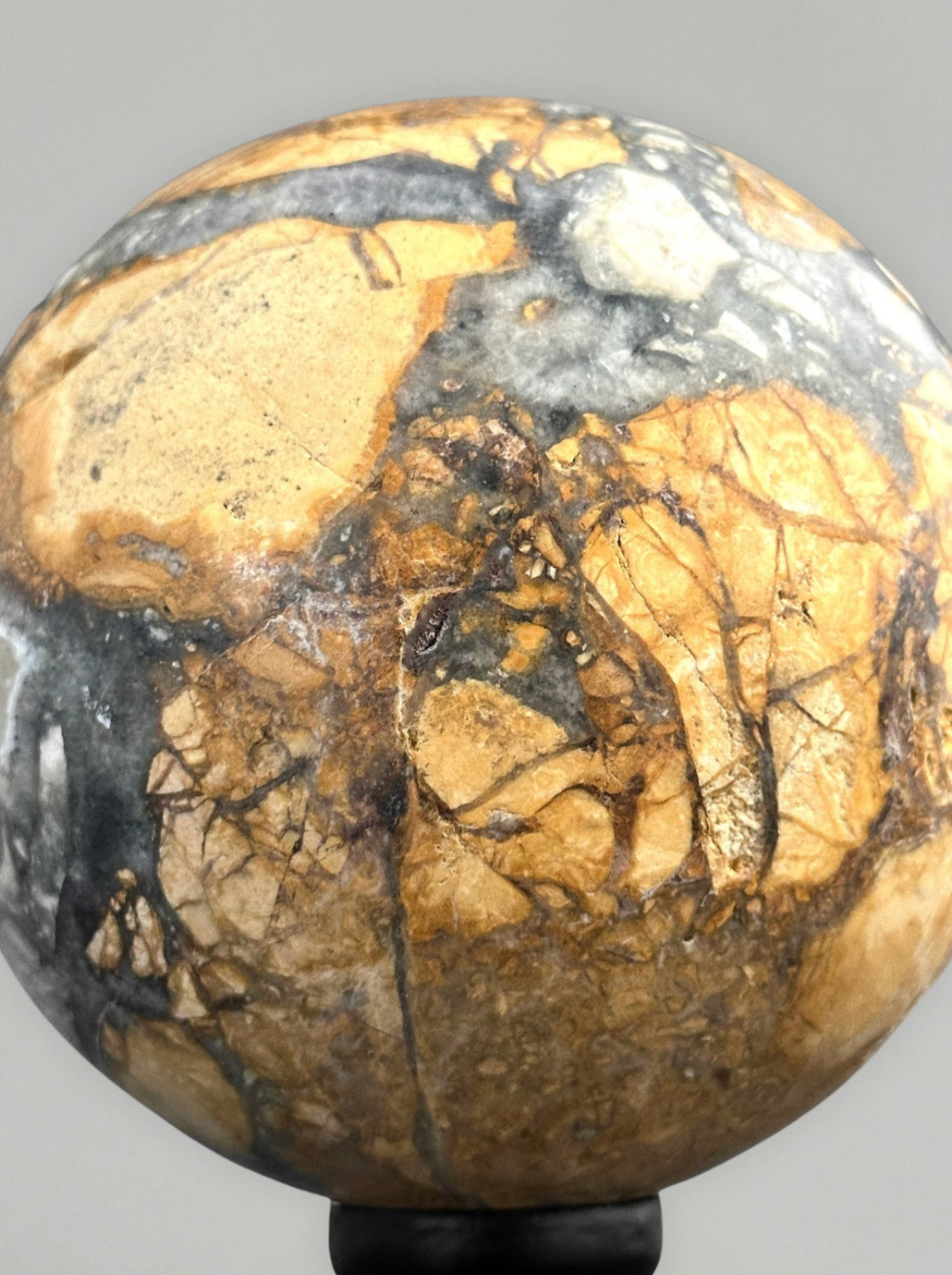 Pair of Maligano Jasper Spheres — Mineral Sculpture on Stands