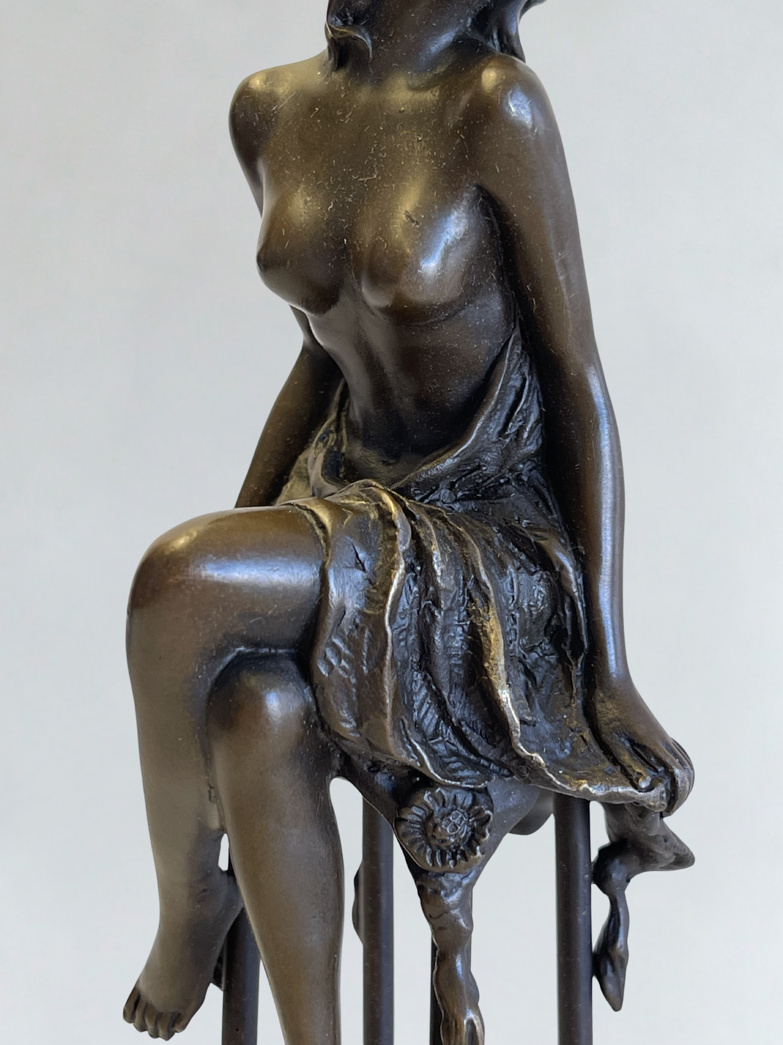 Superb set of 3 signed Collinet bronze sculptures – Art Deco style – 28 cm