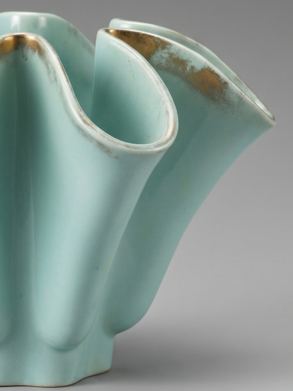 B. Letalle Saint-Clément ceramic vase – model 9005 – celadon green – sculptural design – 1950s/60s – 17 cm