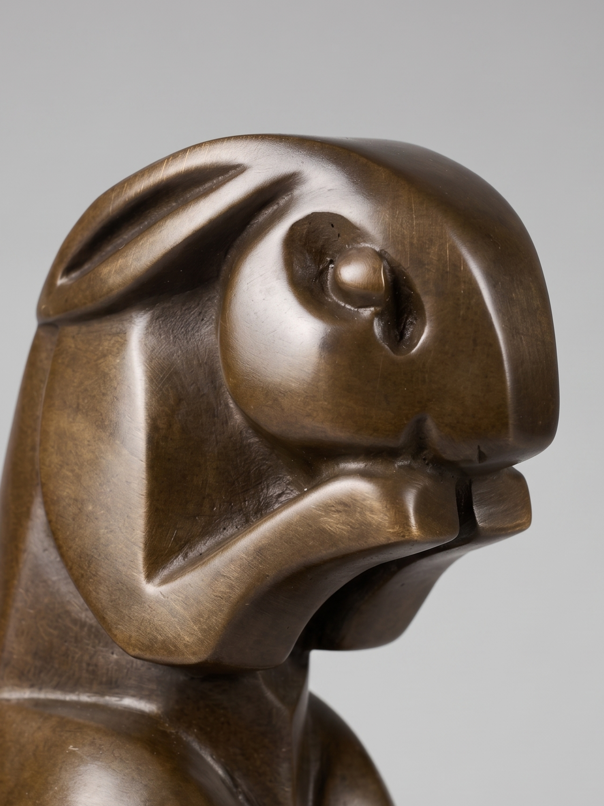 Patinated bronze rabbit sculpture, signed Bizette, Art Deco style - 16cm