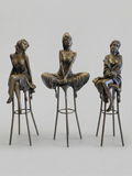 Superbe ensemble de 3 sculptures en bronze signées Collinet – Style Art Déco – 28 cm