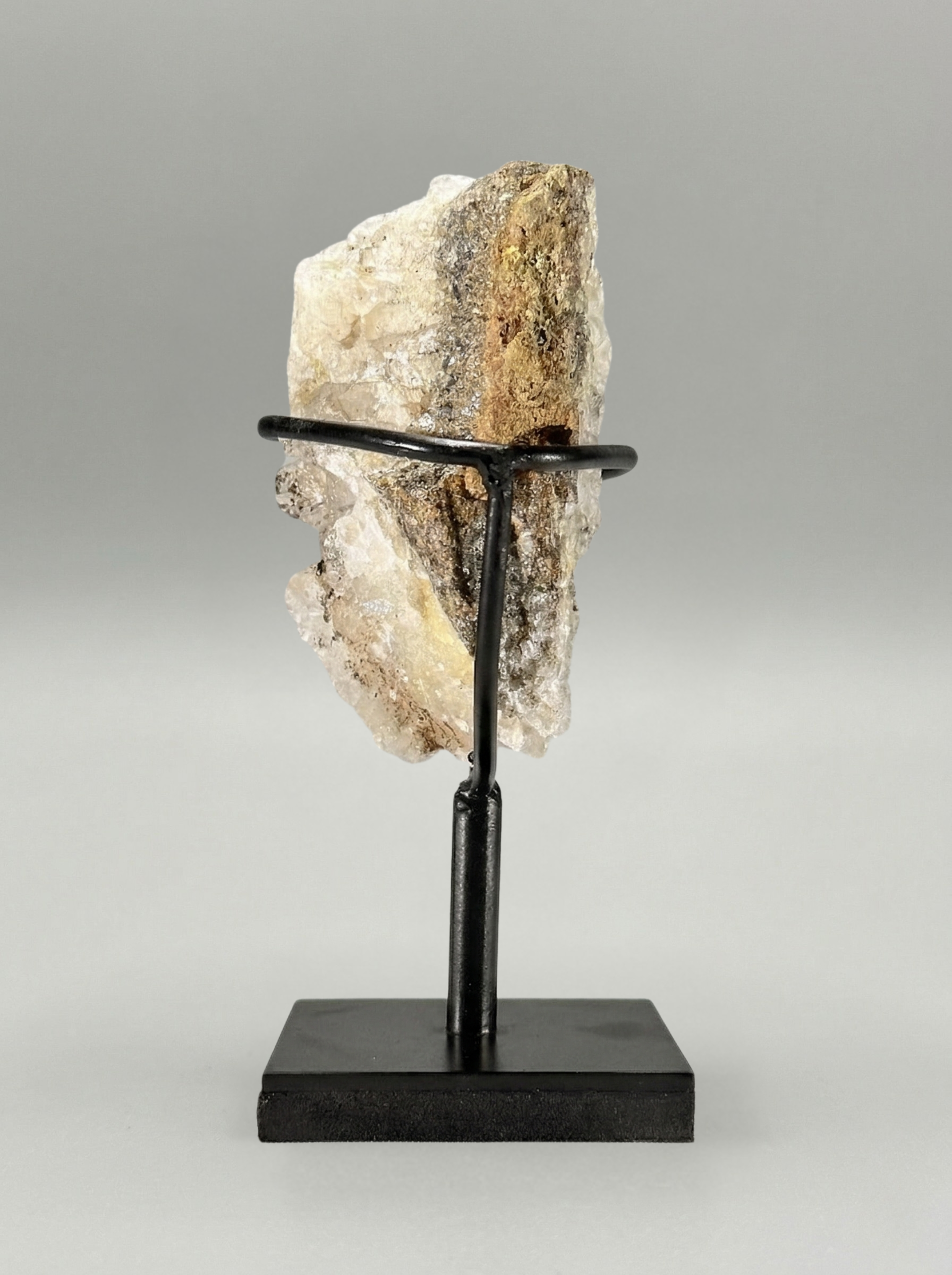 Duo décoratif — Sphère en jaspe Maligano & amas de quartz sur socles