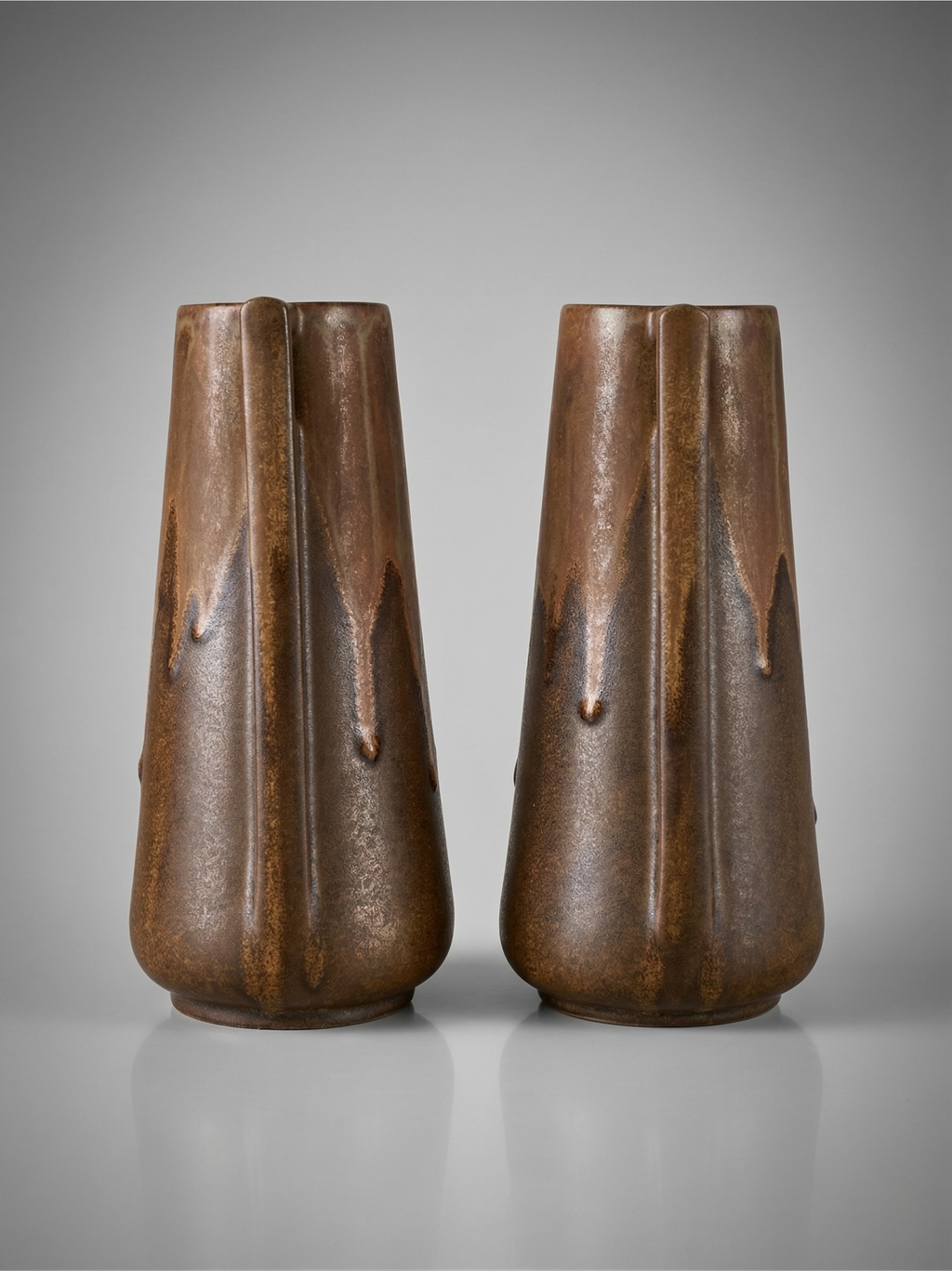 Paire de vases Denbac modèle 244 – céramique française émaillée vintage - 19cm