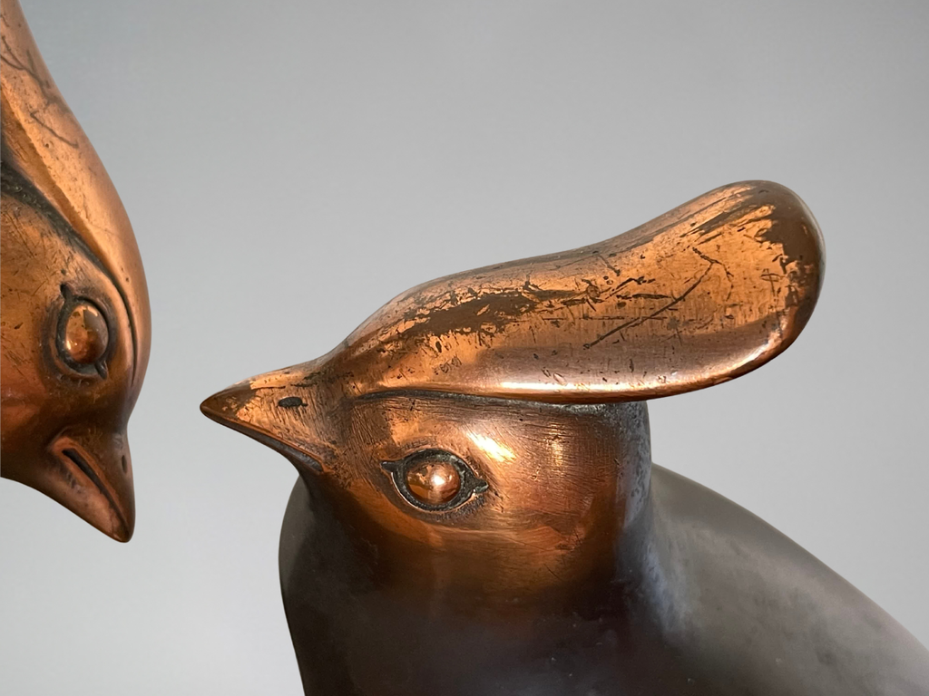 Marcel GUILLEMARD (1886–1932) / Atelier Primavera — Couple de mésanges huppées, importante sculpture Art Déco (77 cm)