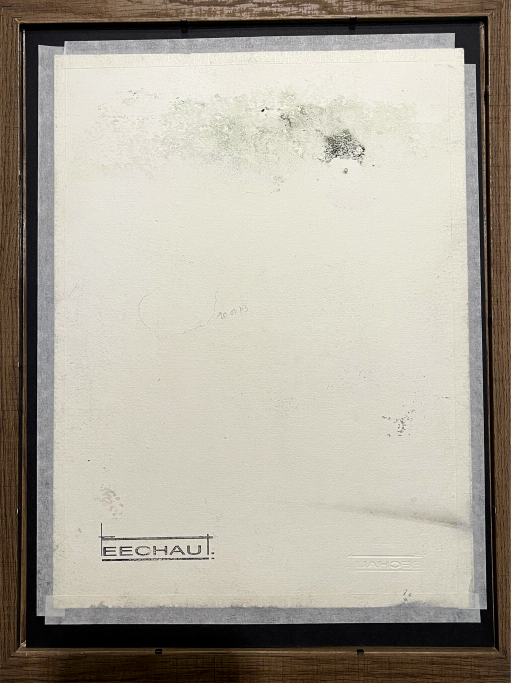 Œuvre originale sur papier encadrée, signée Eugène Eechaut, réalisée à l’encre en 1973
