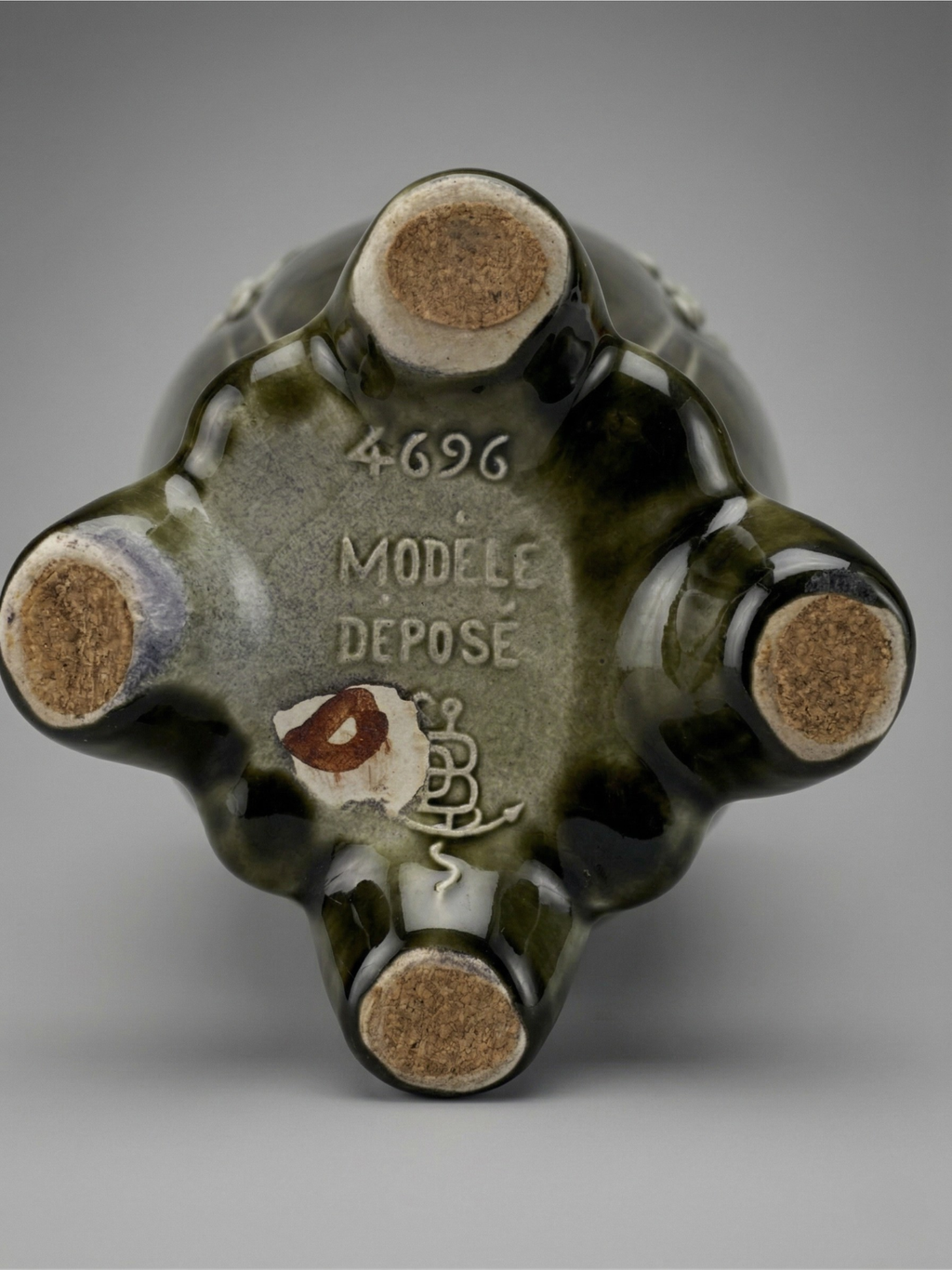 Art Nouveau De Bruyn Vase – Model 4696 – Embossed Grape Decoration – Glazed Ceramic – 29 cm
