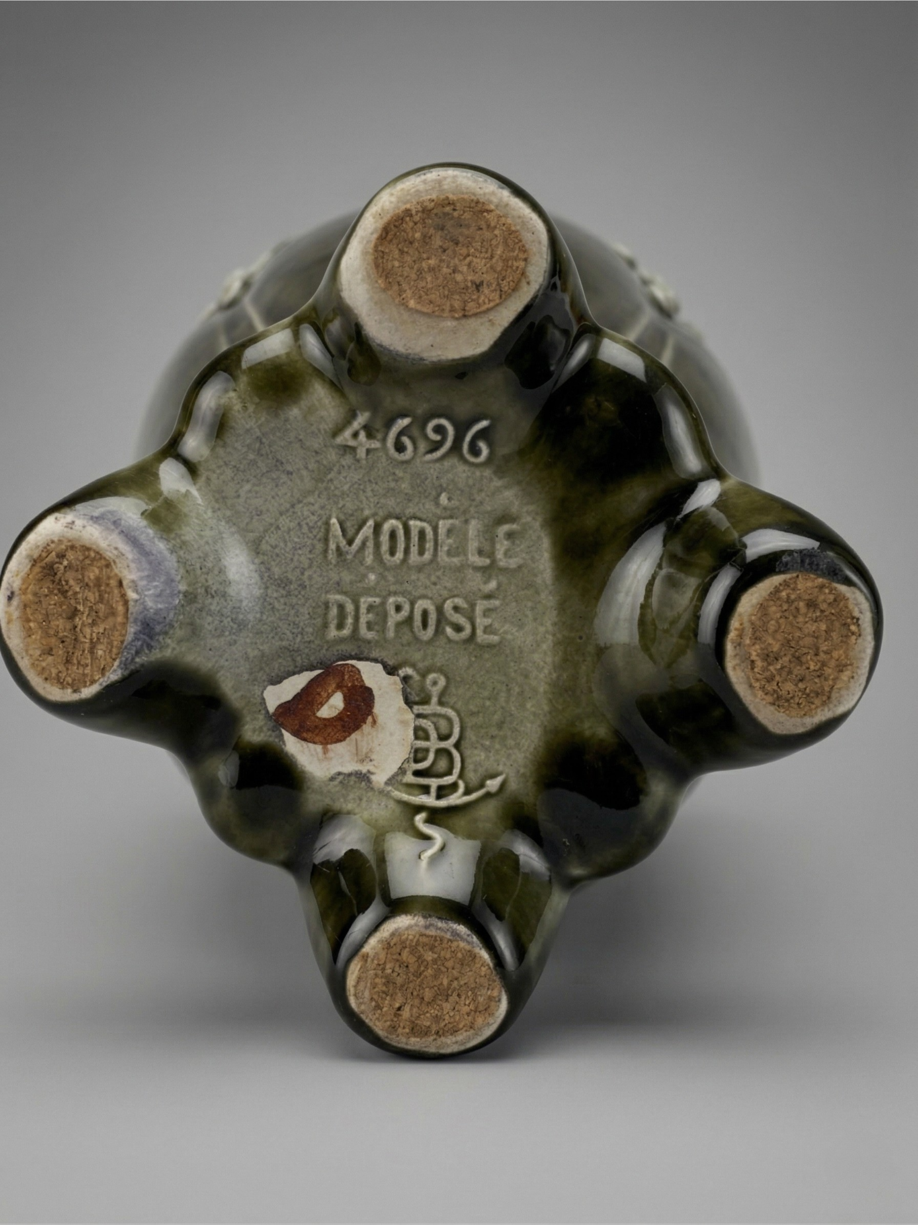 Art Nouveau De Bruyn Vase – Model 4696 – Embossed Grape Decoration – Glazed Ceramic – 29 cm