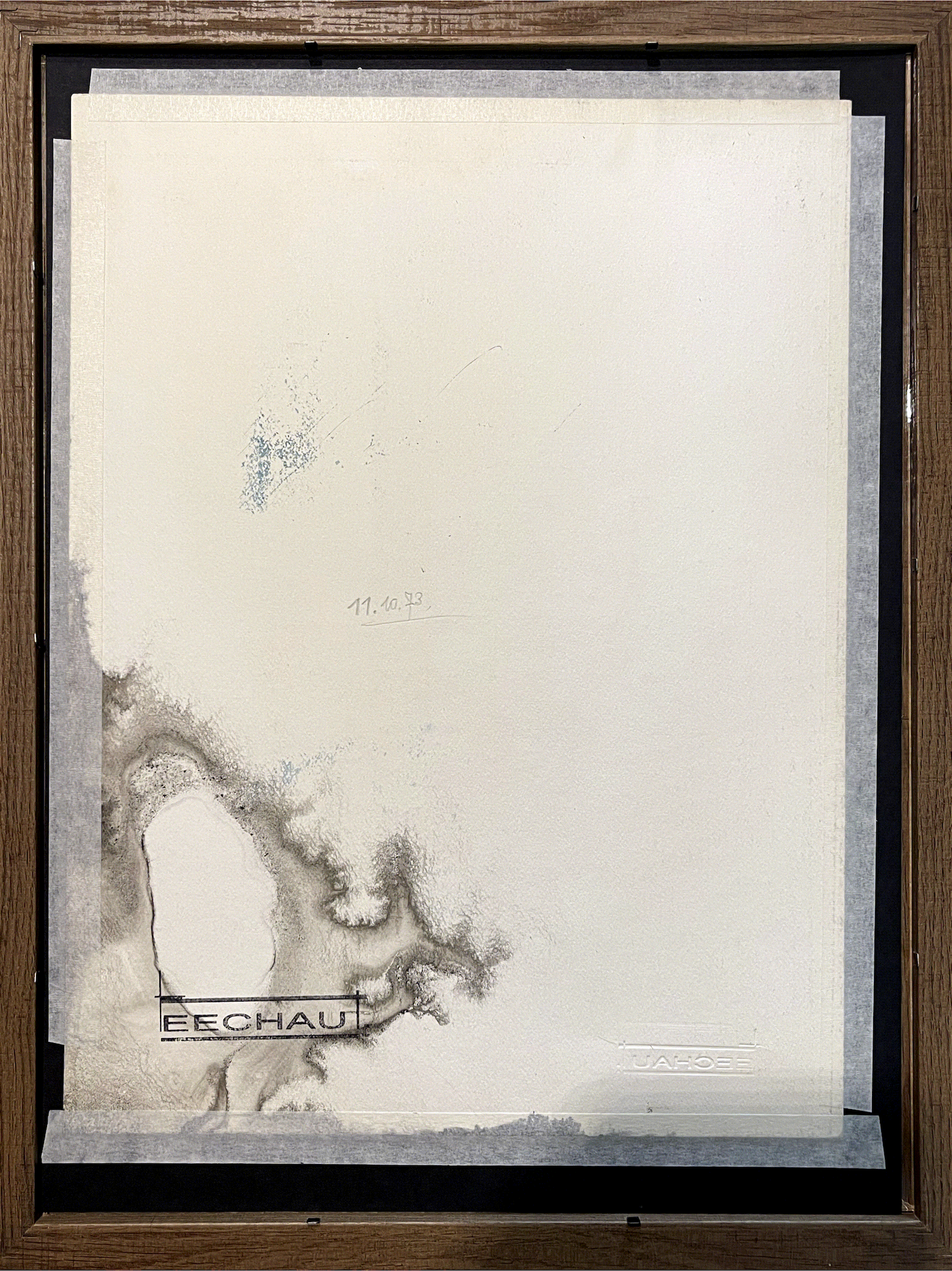 Œuvre originale sur papier signée Eugène Eechaut, réalisée à l’encre en 1973 - Encadrée
