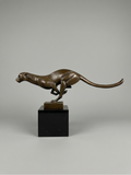 Art Deco Sculpture – Running Panther - Patinated Bronze – 19cm
