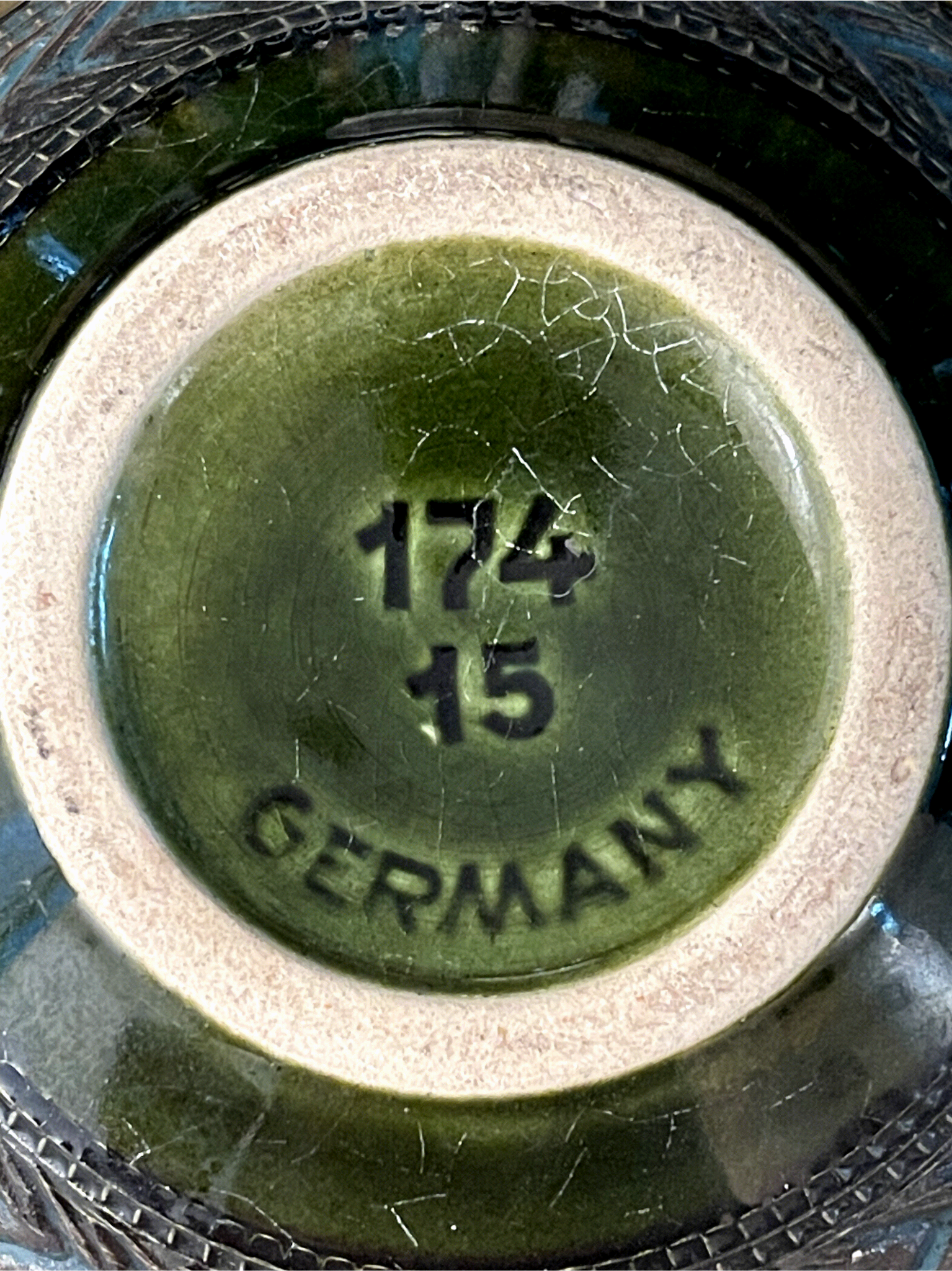 Vase Dümler & Breiden 174/15 West Germany en céramique émaillée – Années 1960-70 – Dégradé brun et vert