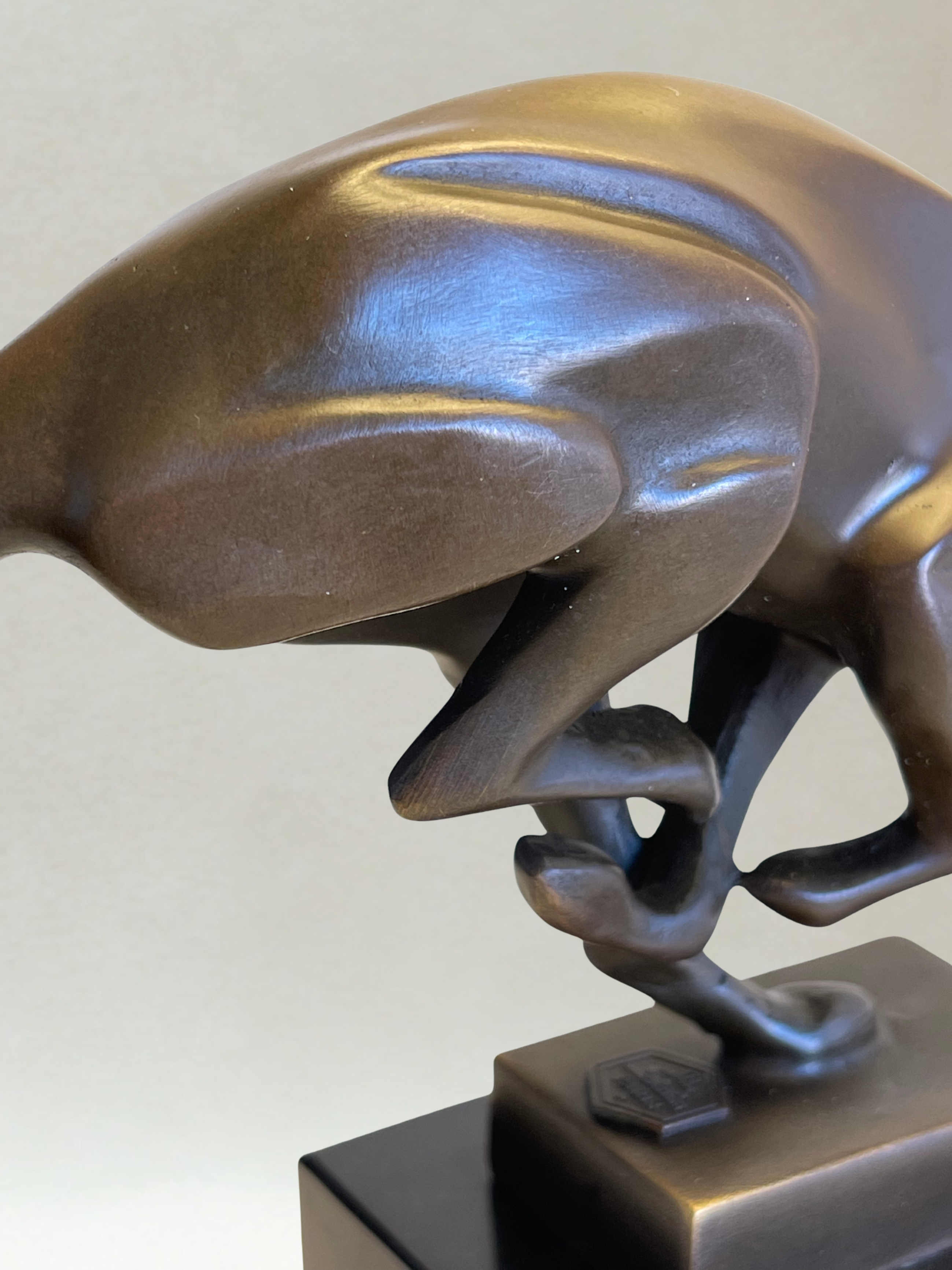 Art Deco Sculpture – Running Panther - Patinated Bronze – 19cm