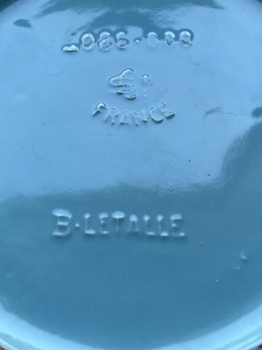 Cache-pot jardinière Saint-Clément signé Blanche Letalle modèle 4086-000 en céramique bleu et dorure – 28 cm