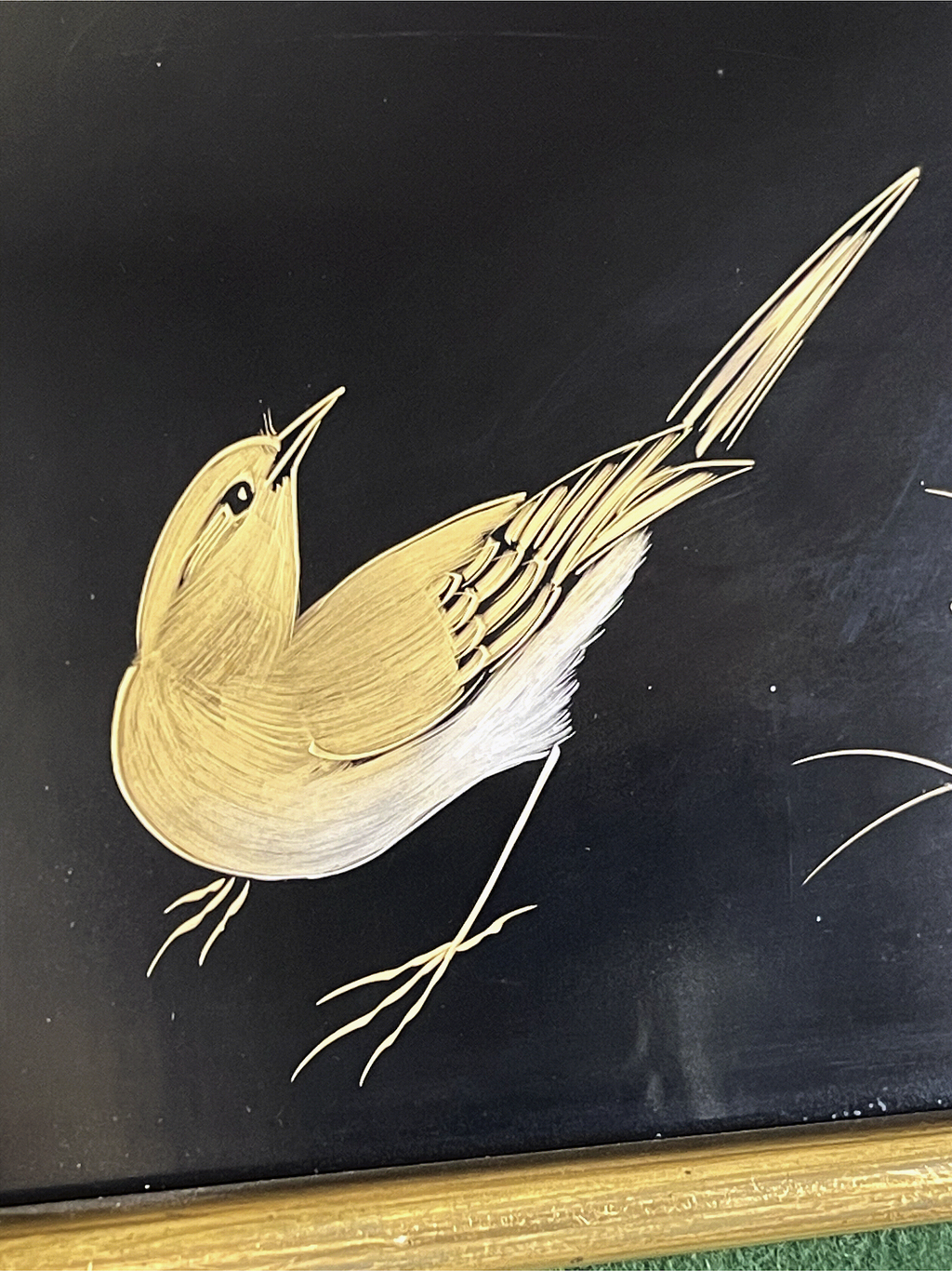 Tableau en laque japonaise incrustée – oiseau “Sekirei” – travail artisanal, édition limitée