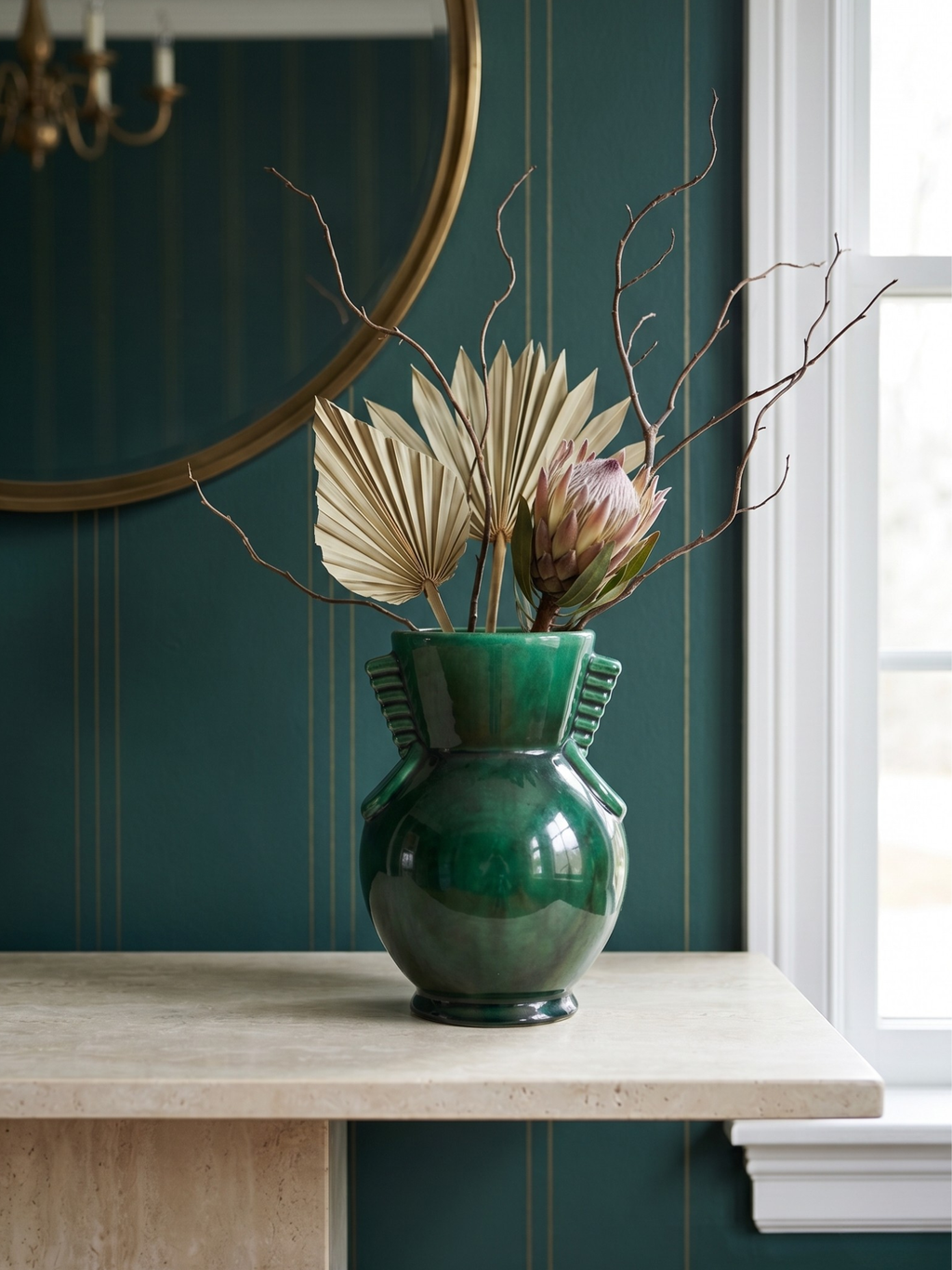 Vase Art Déco Saint-Clément 4159 signé Blanche Letalle – Céramique émaillée vert malachite 18 cm