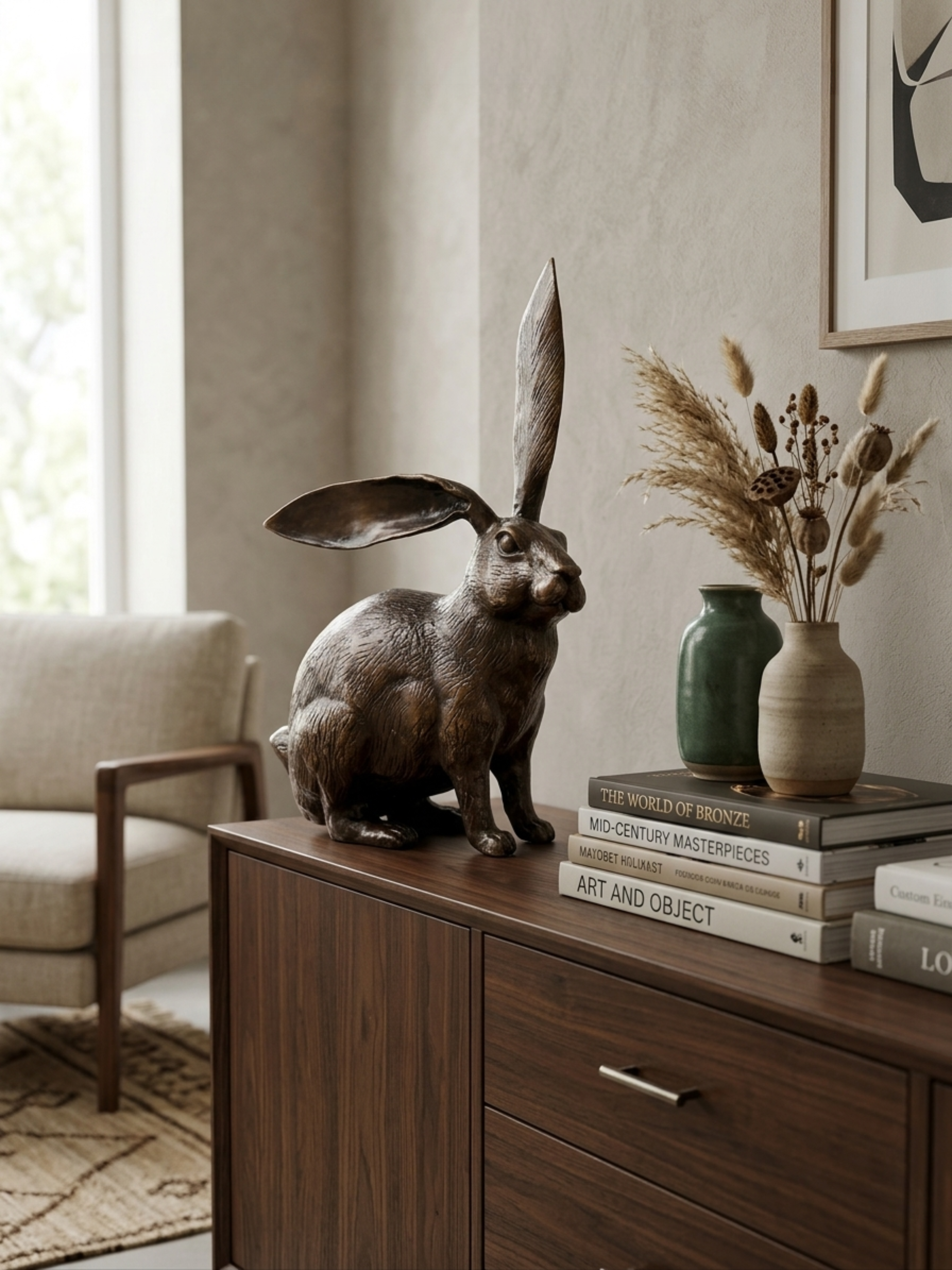 Animal sculpture – Bronze Hare / Rabbit – 35 cm