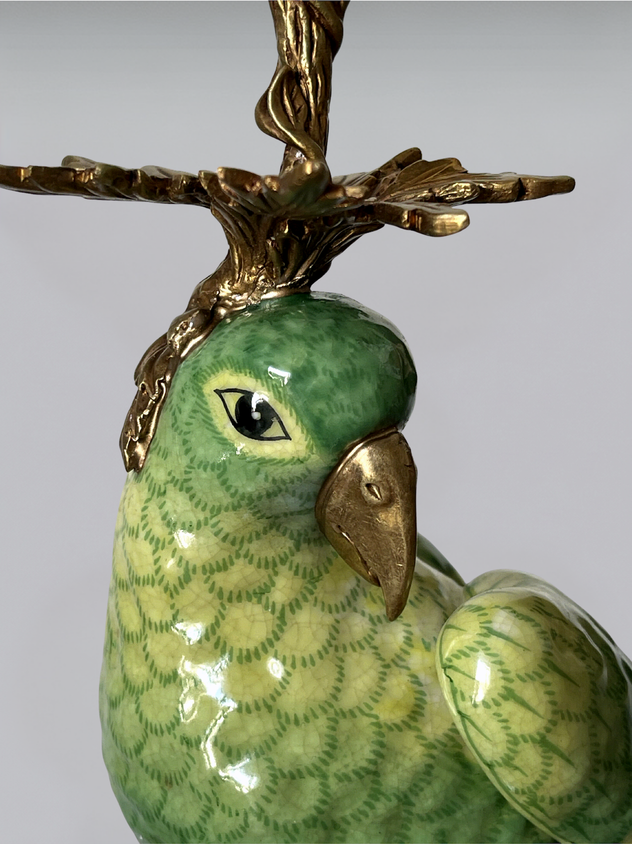 Pair of parrot candlesticks in porcelain and gilt bronze – Louis XVI style – 47 cm